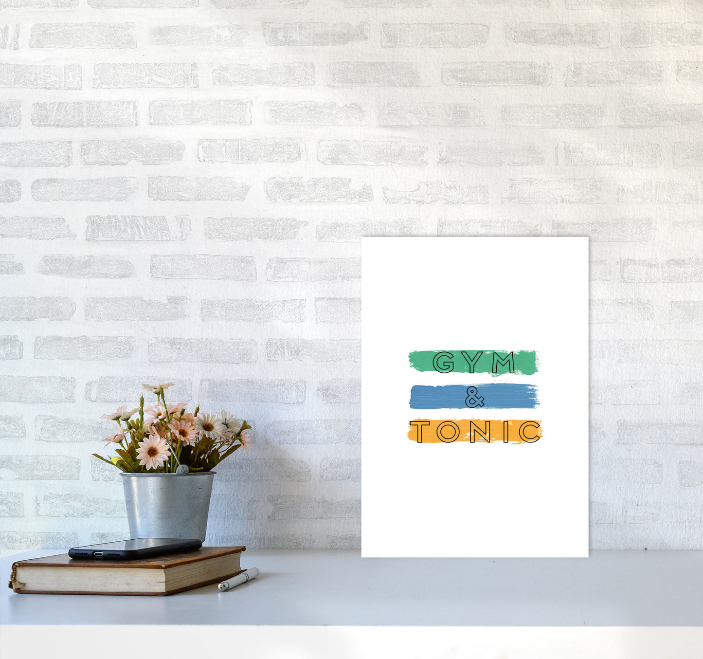 Gym & Tonic Print By Orara Studio, Framed Kitchen Wall Art A3 Black Frame