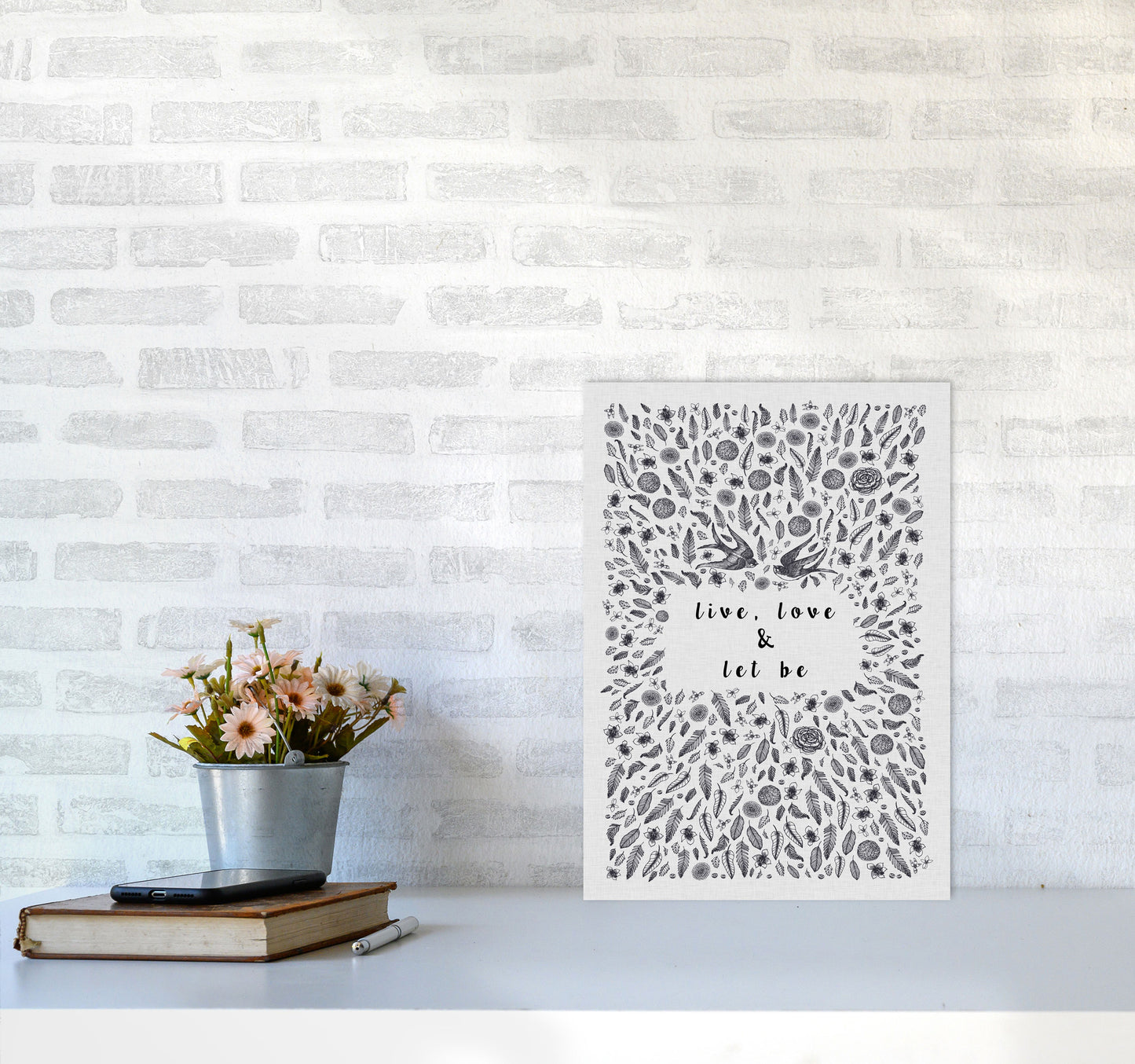 Live, Love & Let Be Calm Quote Print By Orara Studio A3 Black Frame