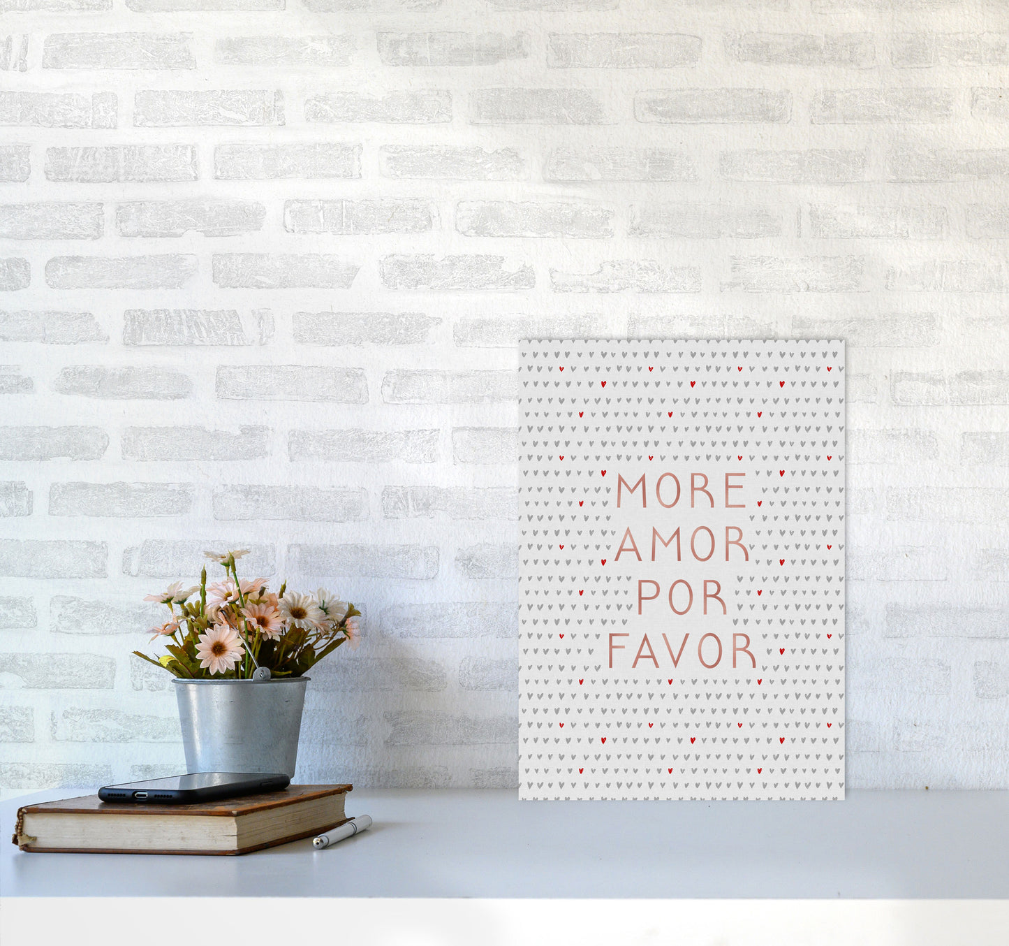 More Amor Pink Love Quote Print By Orara Studio A3 Black Frame