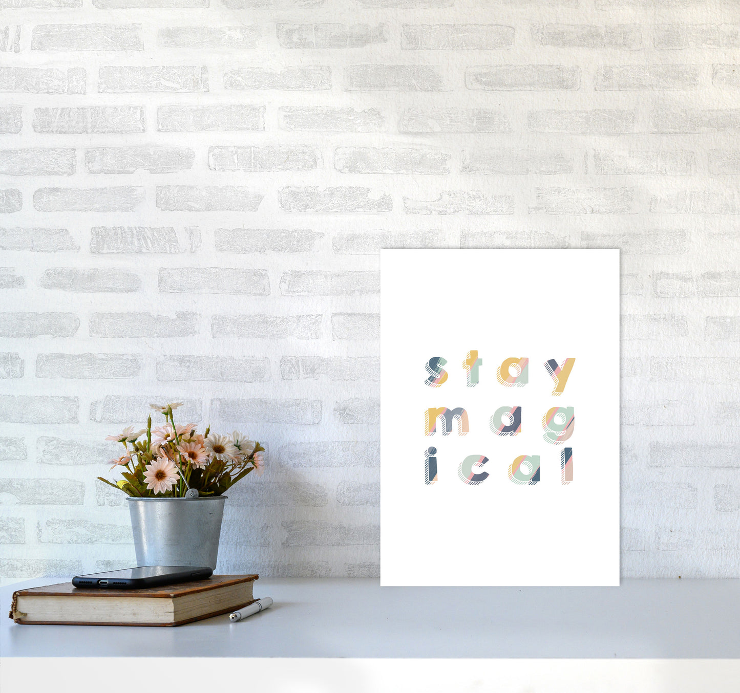 Stay Magical Print By Orara Studio, Framed Childrens Nursey Wall Art Poster A3 Black Frame