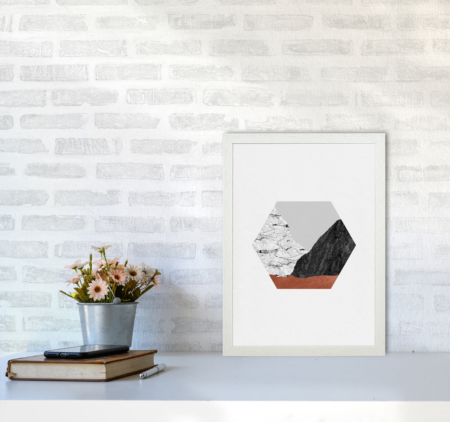 Copper Geometric I Print By Orara Studio A3 Oak Frame