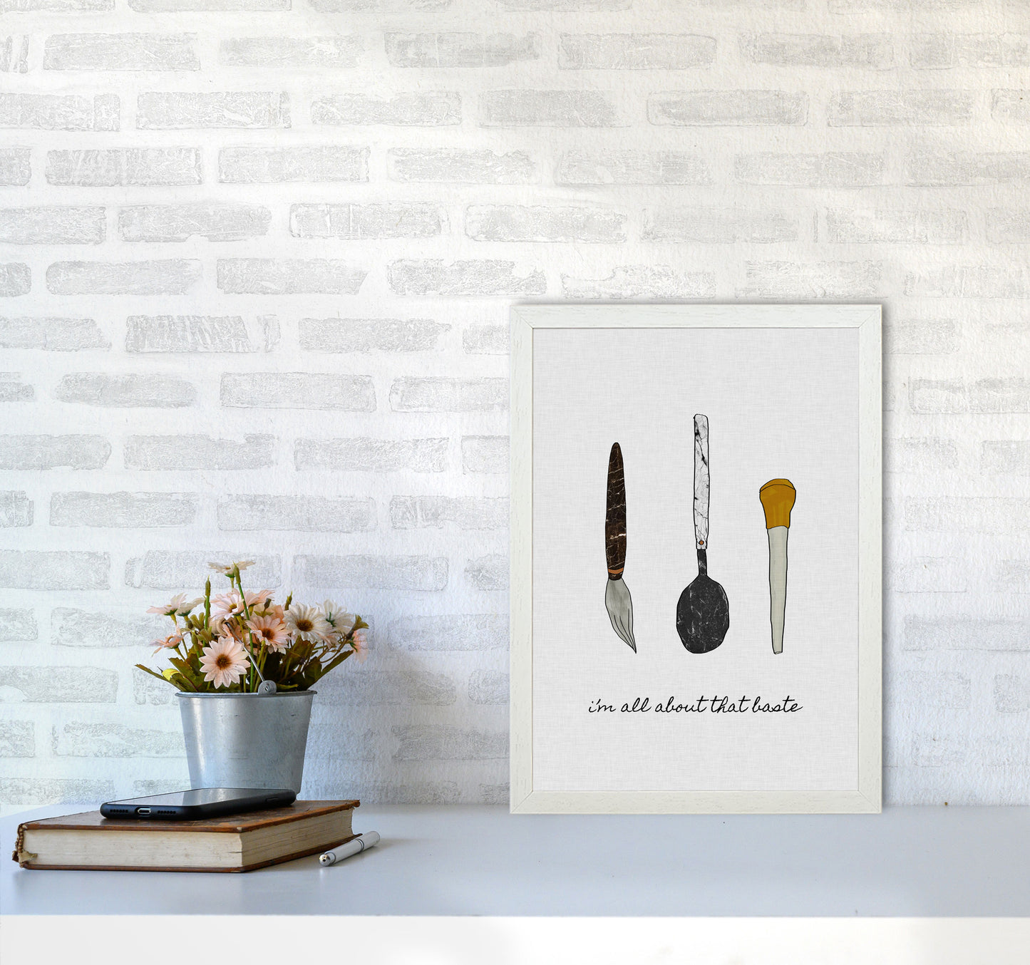 I'm All About The Baste Print By Orara Studio, Framed Kitchen Wall Art A3 Oak Frame