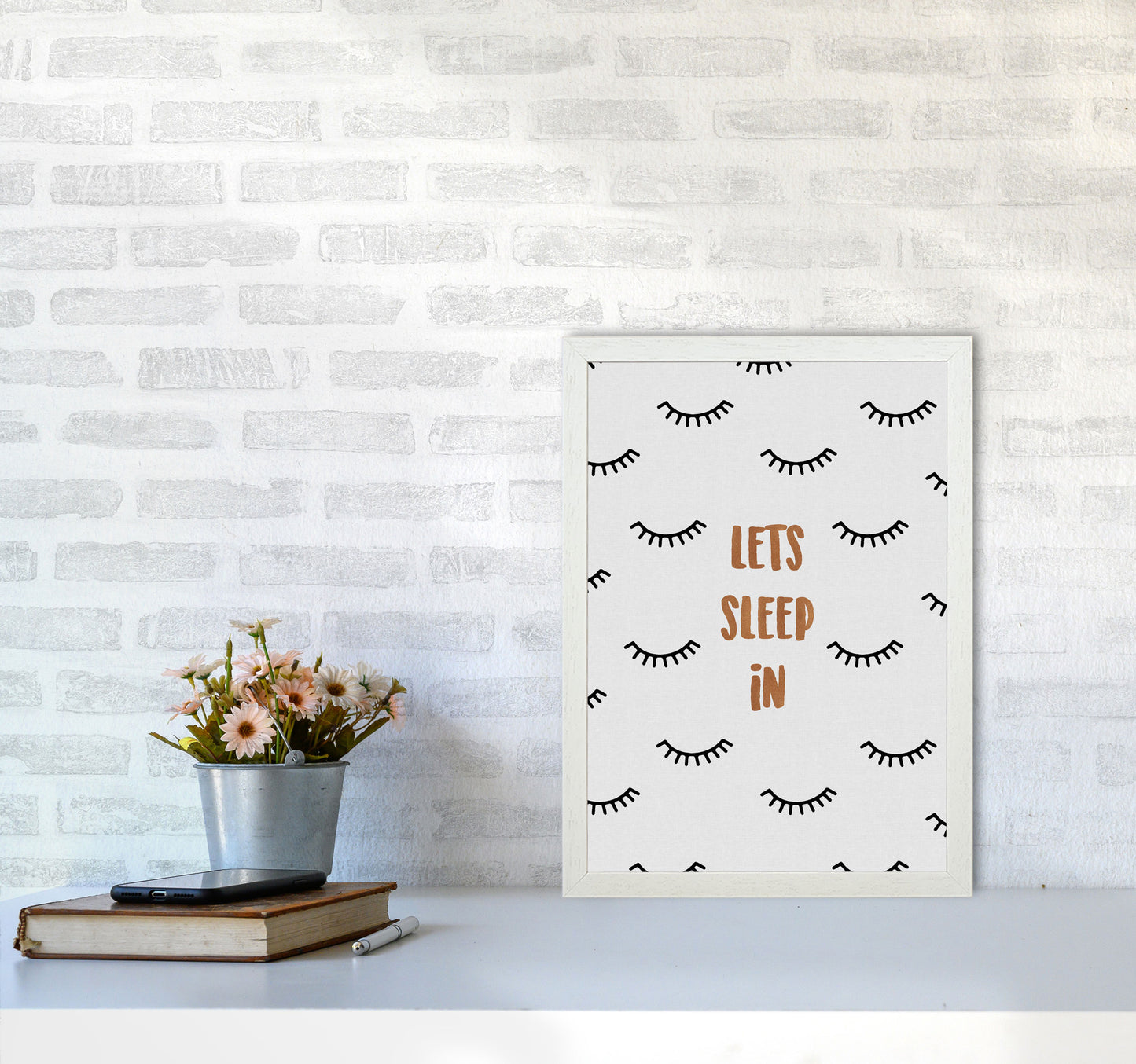 Let's Sleep In Bedroom Quote Print By Orara Studio A3 Oak Frame