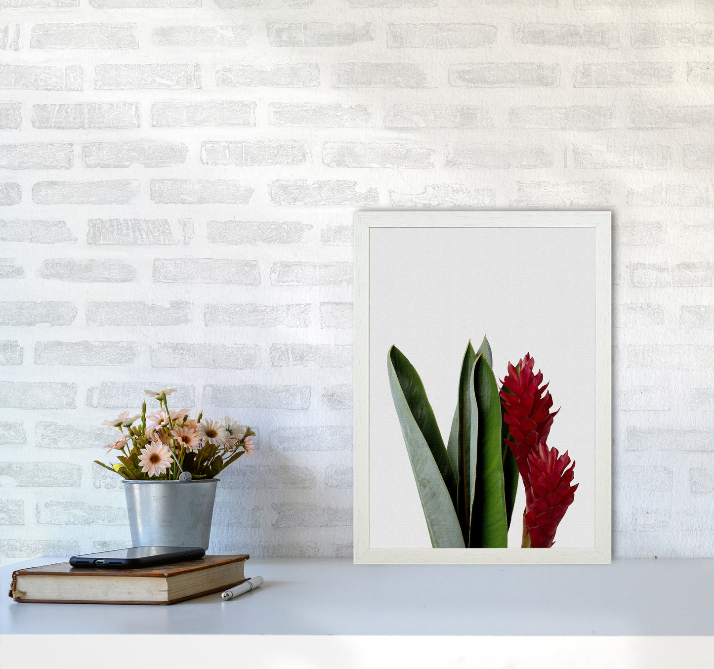 Red Flower Print By Orara Studio, Framed Botanical & Nature Art Print A3 Oak Frame