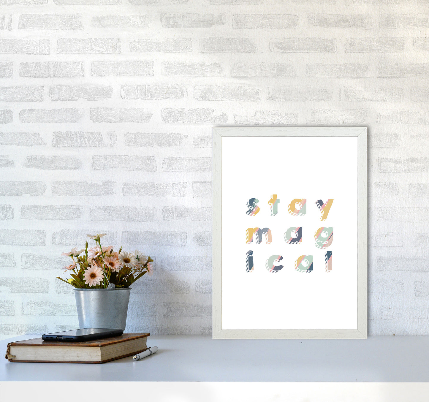 Stay Magical Print By Orara Studio, Framed Childrens Nursey Wall Art Poster A3 Oak Frame