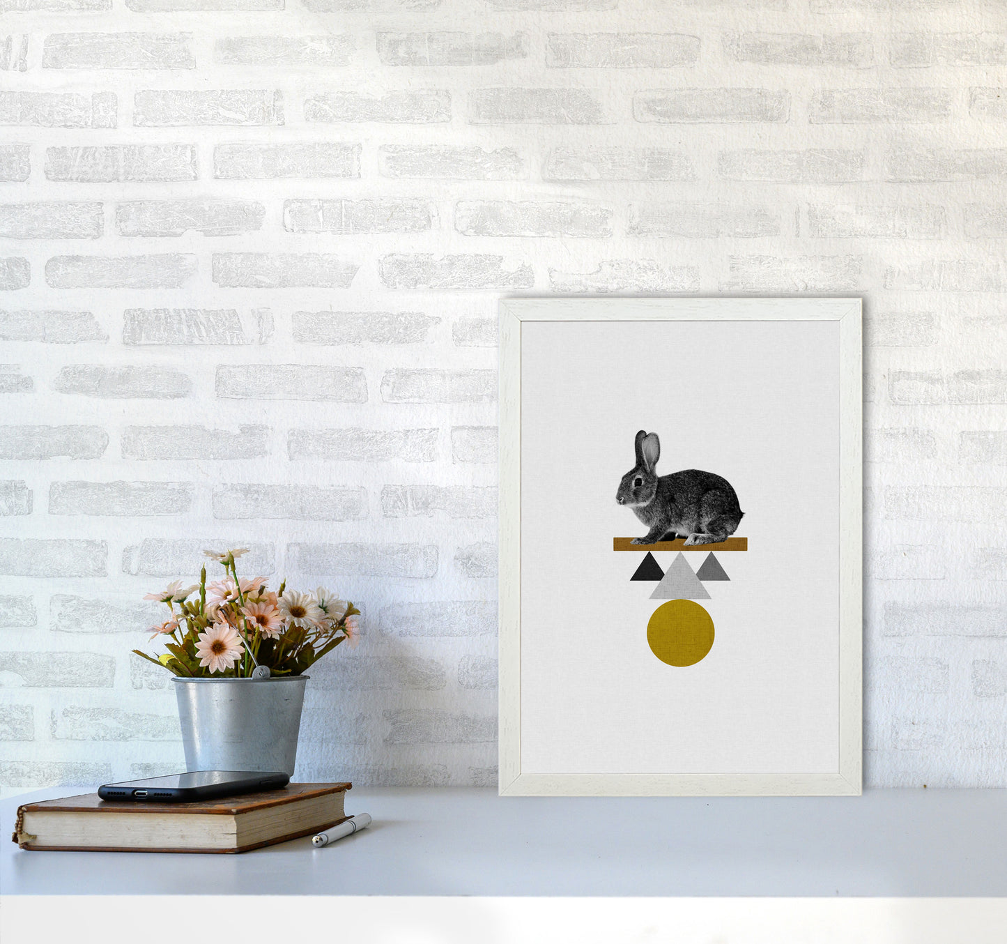 Tribal Rabbit Print By Orara Studio Animal Art Print A3 Oak Frame