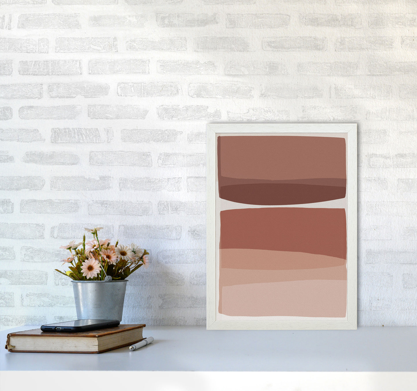 Modern Blush Abstract Art Print by Orara Studio A3 Oak Frame