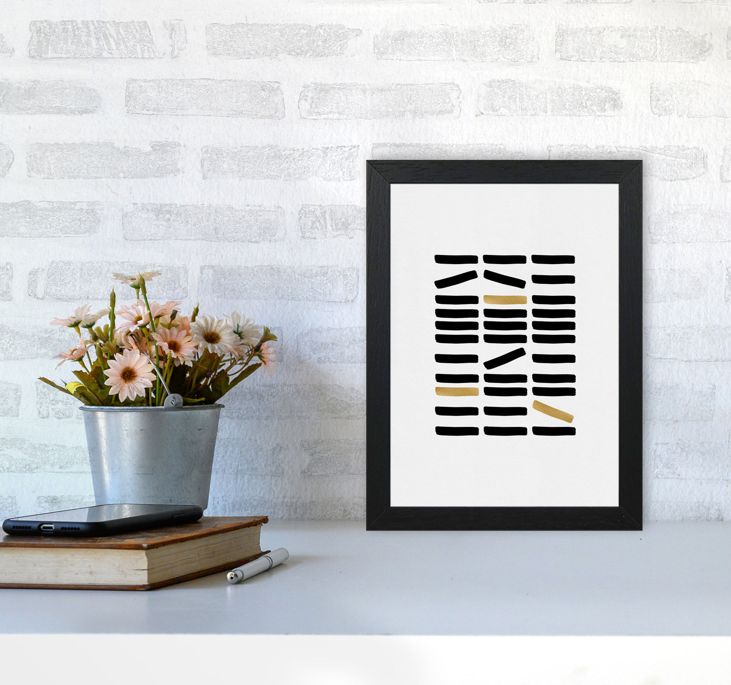 Black And Gold Abstract Print By Orara Studio A4 White Frame