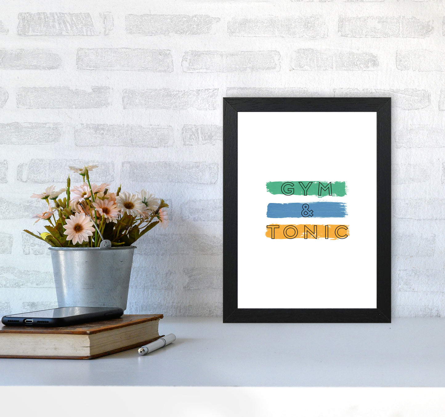 Gym & Tonic Print By Orara Studio, Framed Kitchen Wall Art A4 White Frame