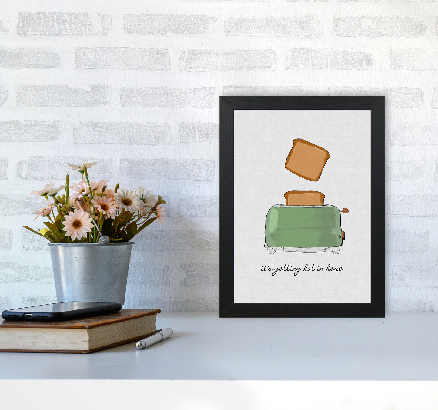 It's Getting Hot In Here Print By Orara Studio, Framed Kitchen Wall Art A4 White Frame