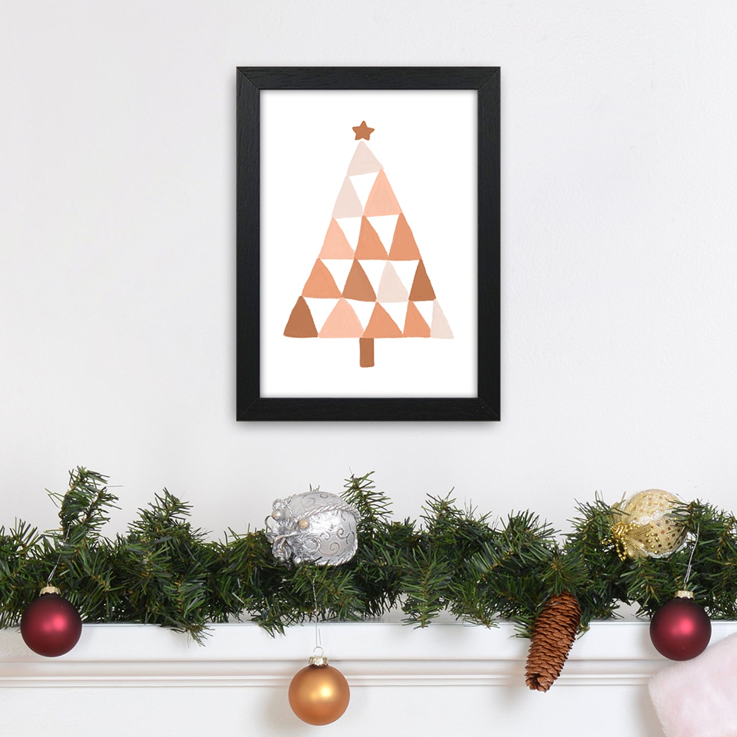 Pastel Christmas Tree Christmas Art Print by Orara Studio A4 White Frame