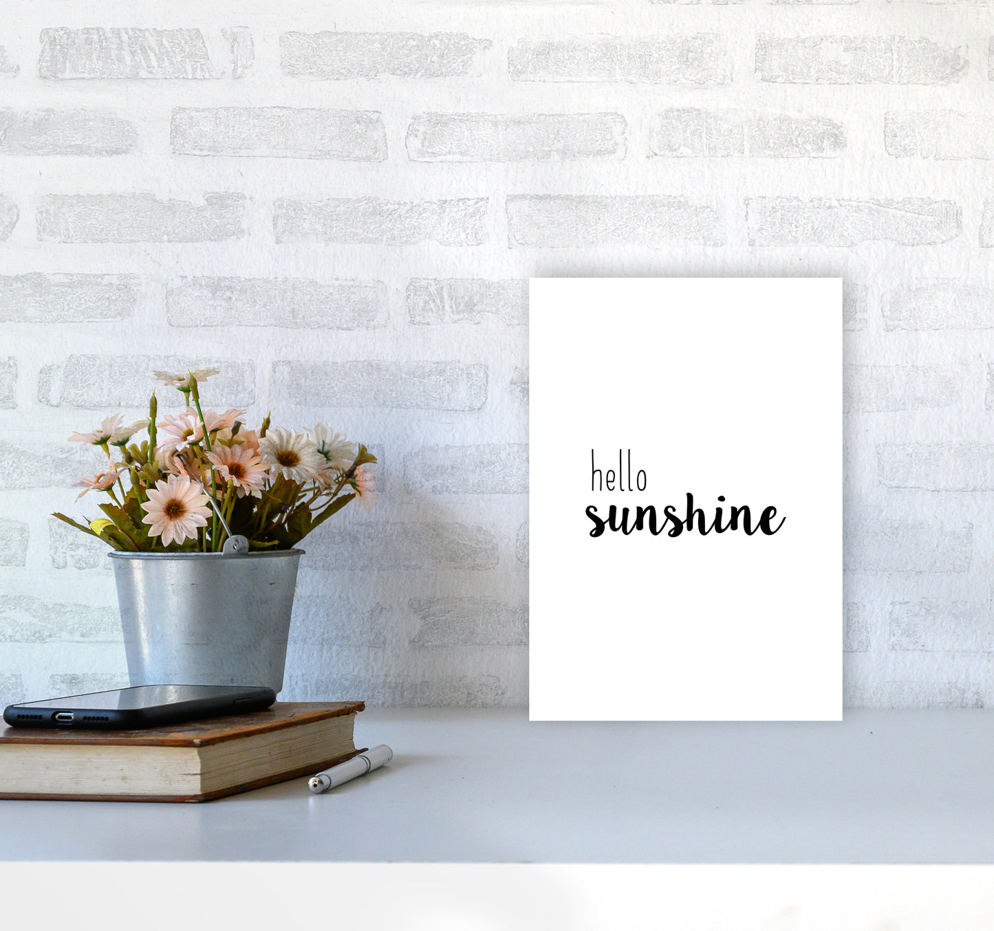 Hello Sunshine Quote Print By Orara Studio A4 Black Frame