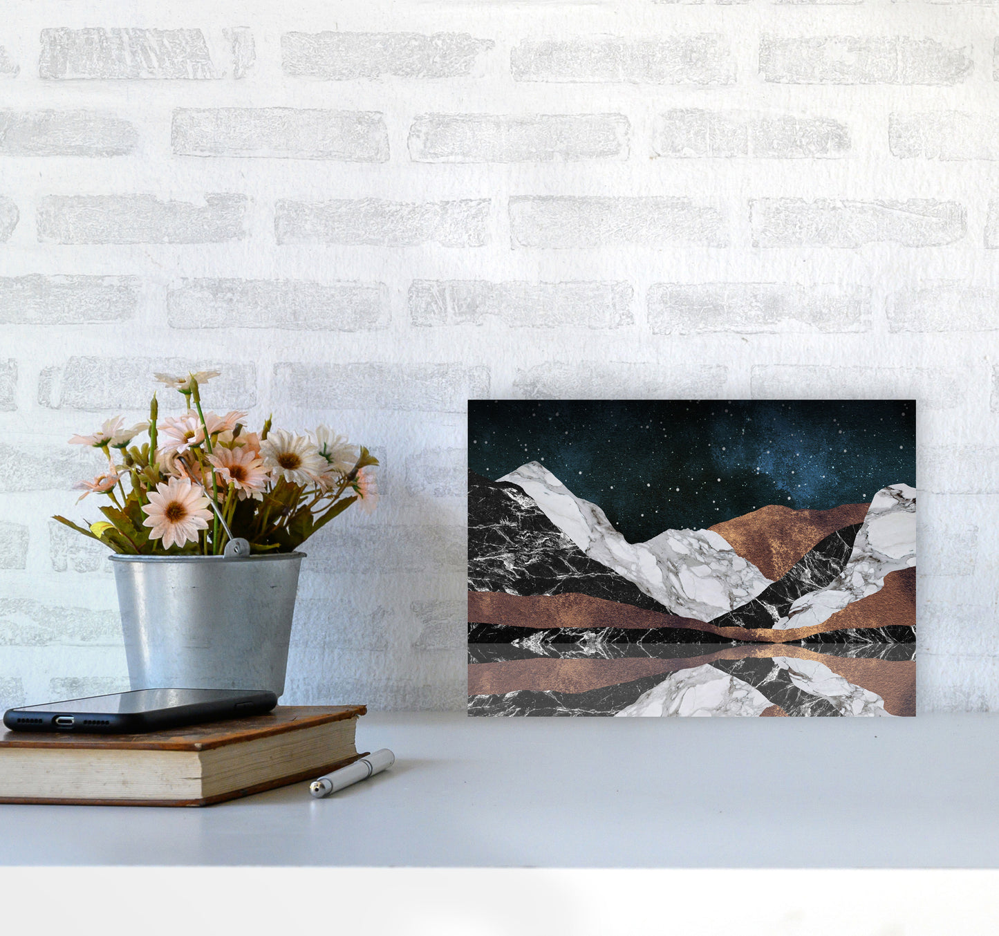 Landscape Mountains Print By Orara Studio, Framed Botanical & Nature Art Print A4 Black Frame