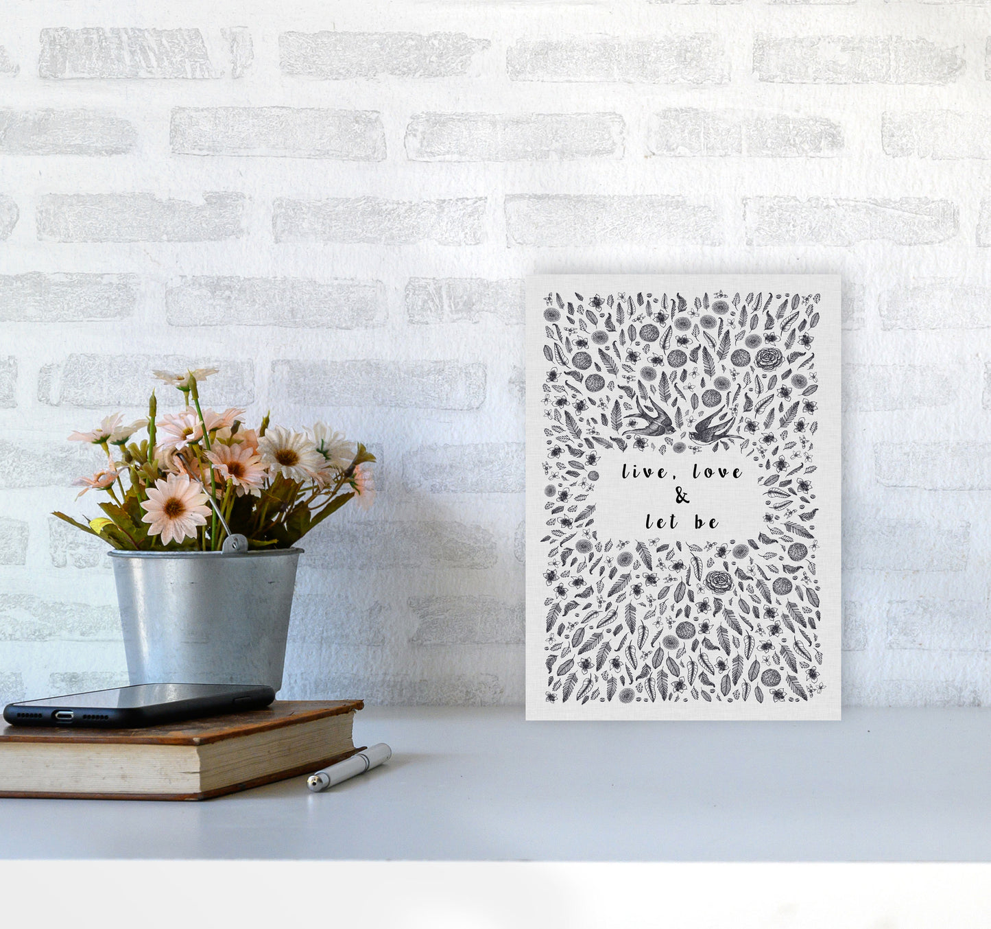 Live, Love & Let Be Calm Quote Print By Orara Studio A4 Black Frame