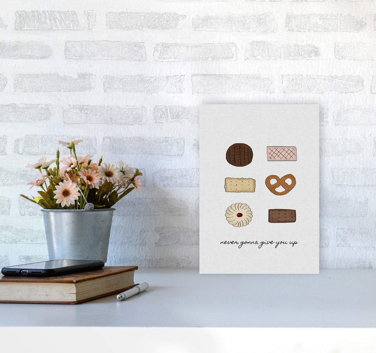 Never Gonna Give You Up Print By Orara Studio, Framed Kitchen Wall Art A4 Black Frame