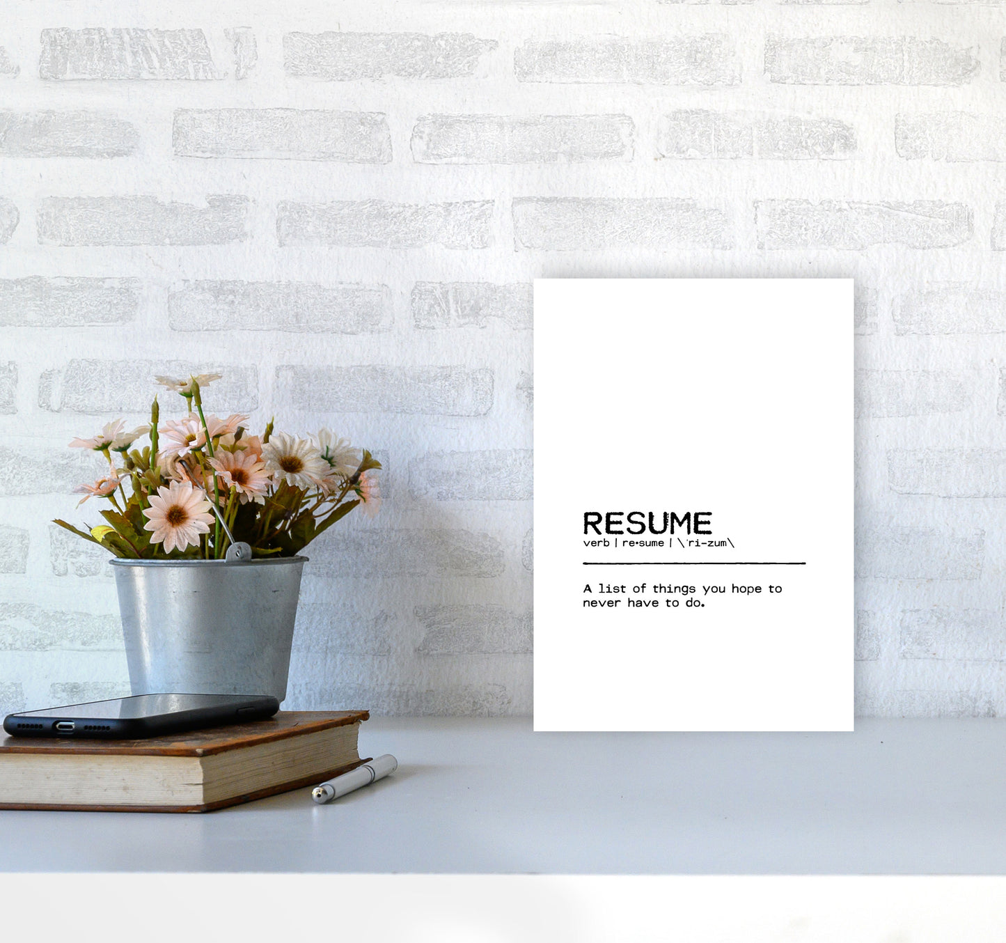 Resume List Definition Quote Print By Orara Studio A4 Black Frame
