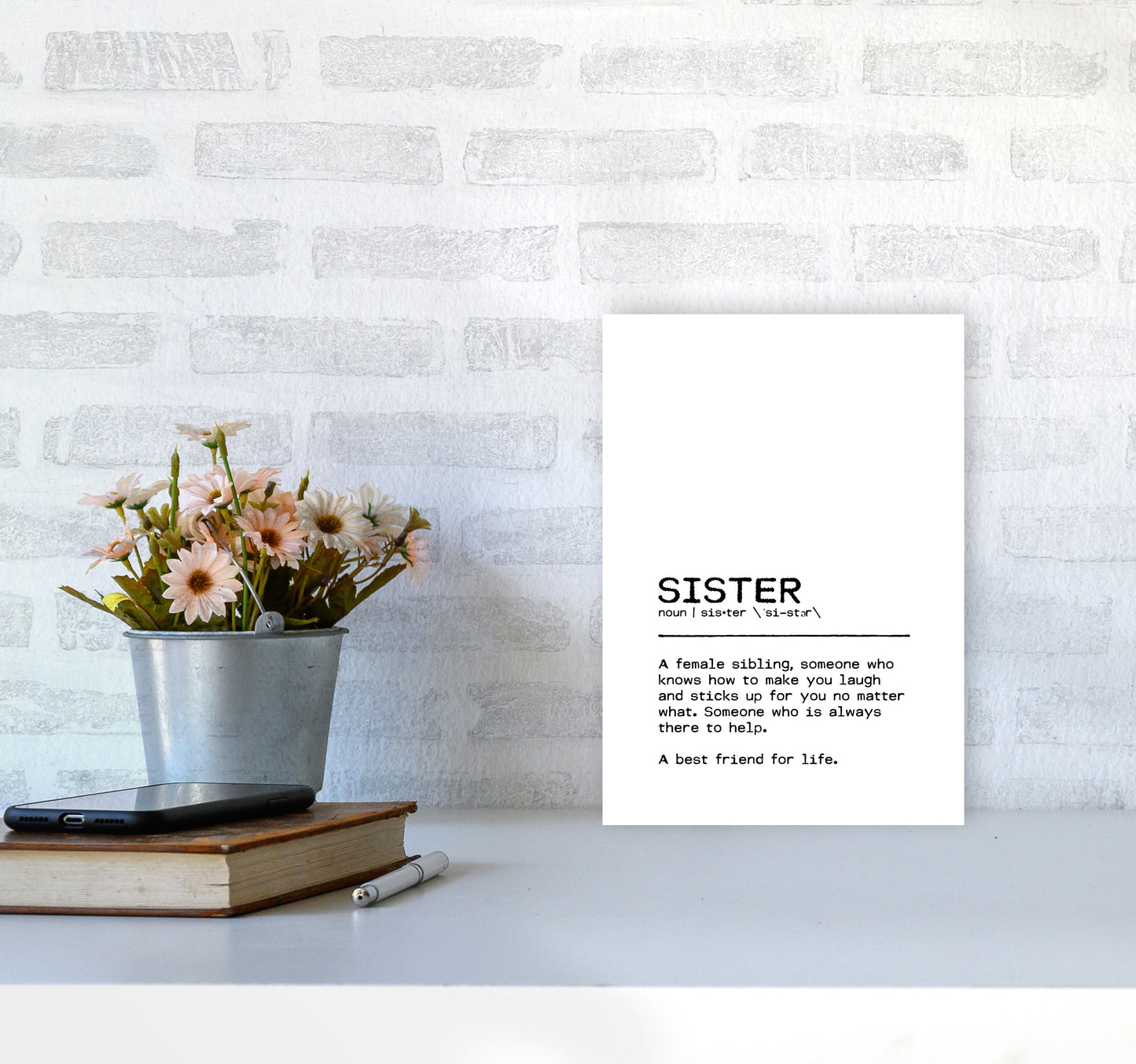 Sister Best Friend Definition Quote Print By Orara Studio A4 Black Frame