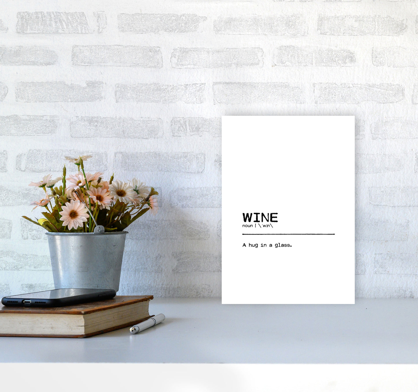 Wine Hug Definition Quote Print By Orara Studio A4 Black Frame