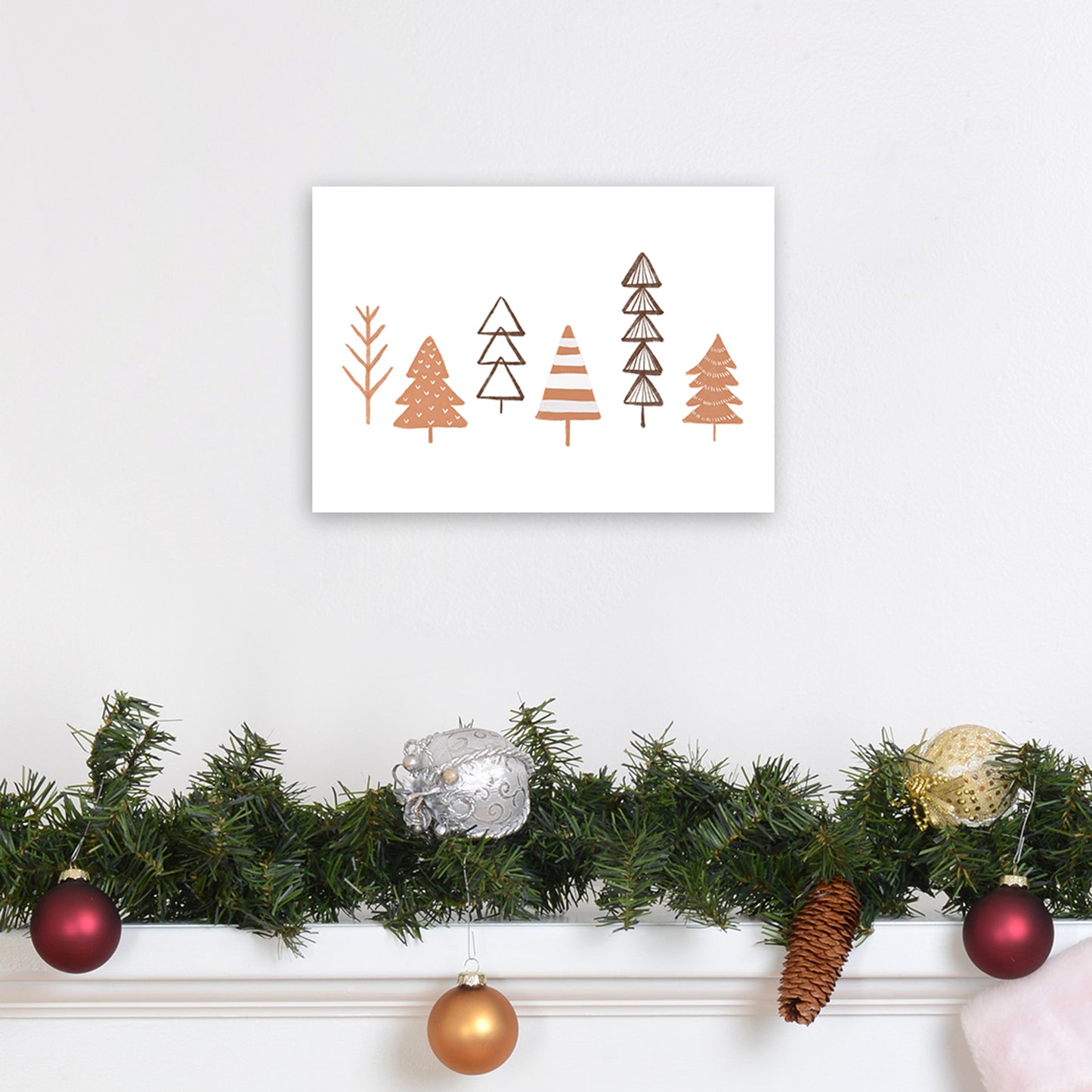 Winter Trees Illustration Christmas Art Print by Orara Studio A4 Black Frame