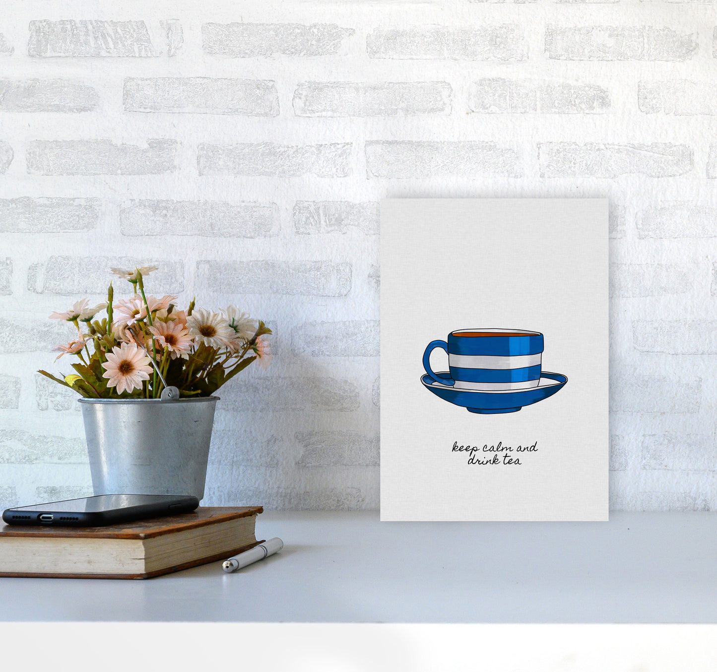 Keep Calm & Drink Tea Quote Art Print by Orara Studio A4 Black Frame