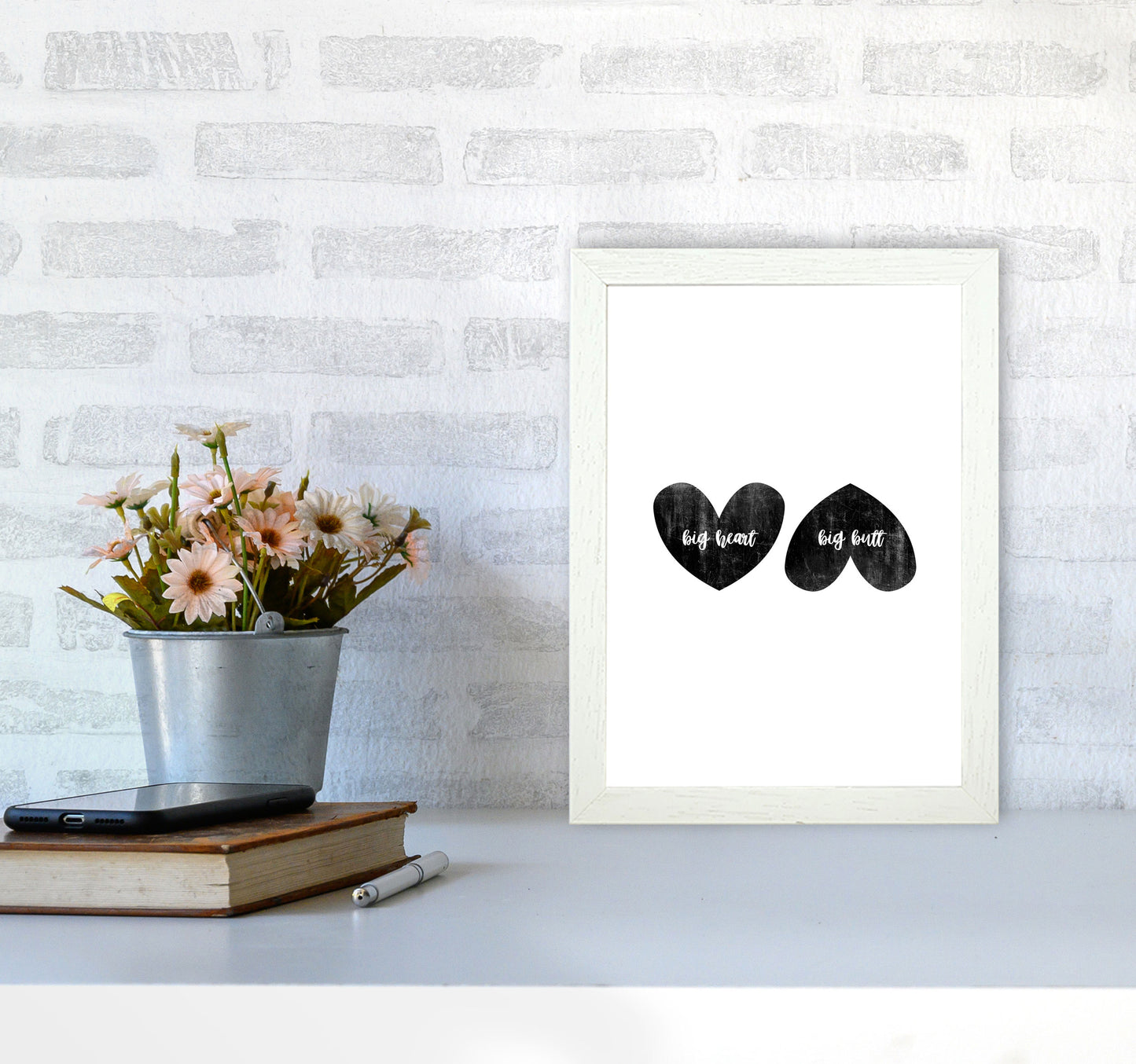 Big Heart Big Butt Humorous Art Print By Orara Studio A4 Oak Frame
