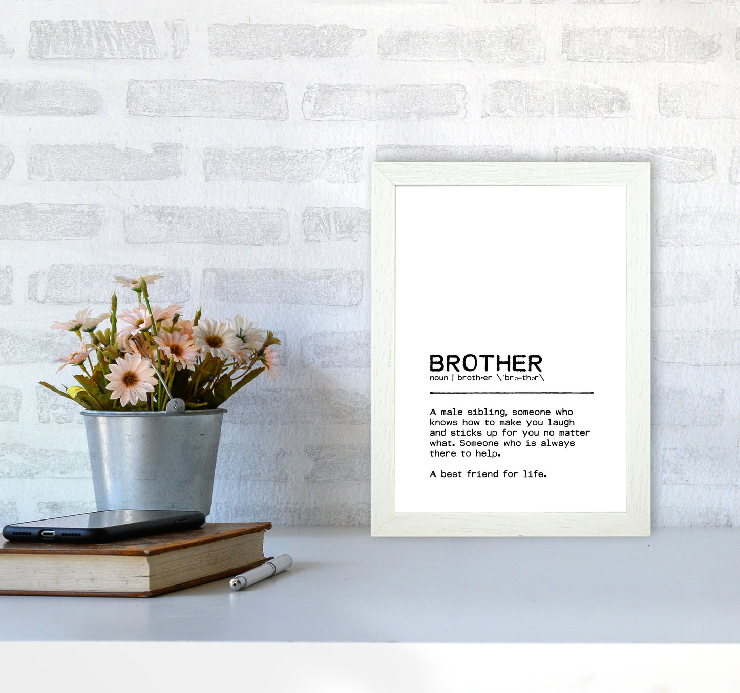 Brother Best Friend Definition Quote Print By Orara Studio A4 Oak Frame
