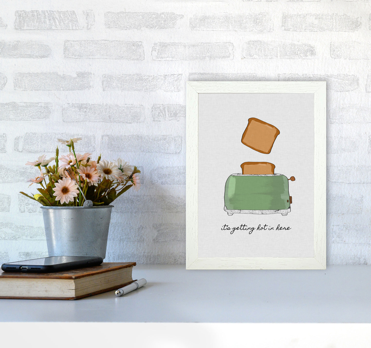 It's Getting Hot In Here Print By Orara Studio, Framed Kitchen Wall Art A4 Oak Frame