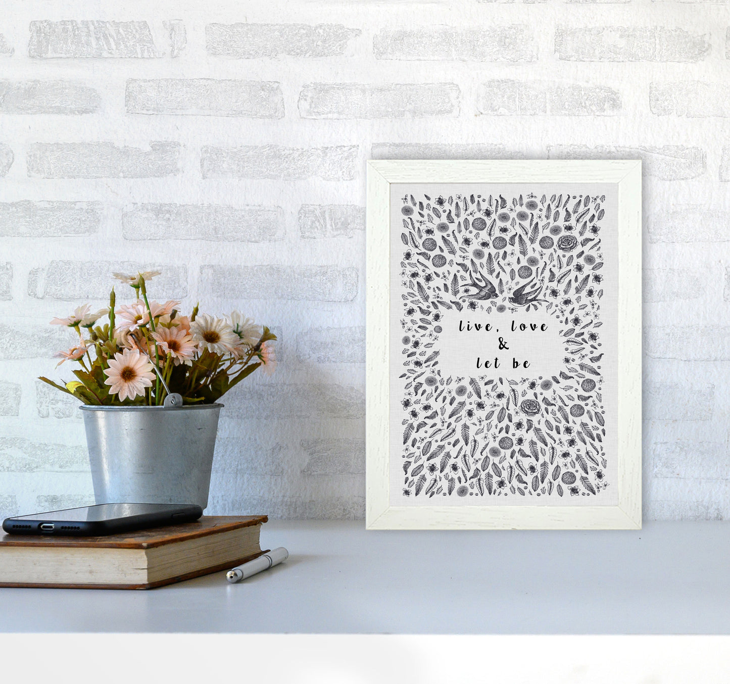 Live, Love & Let Be Calm Quote Print By Orara Studio A4 Oak Frame