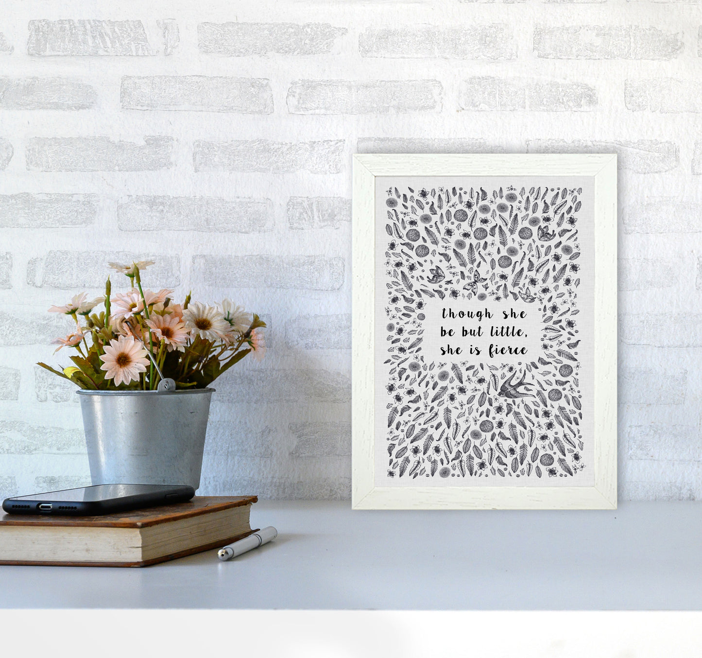 Though She Be But Little, She Is Fierce Print By Orara Studio A4 Oak Frame