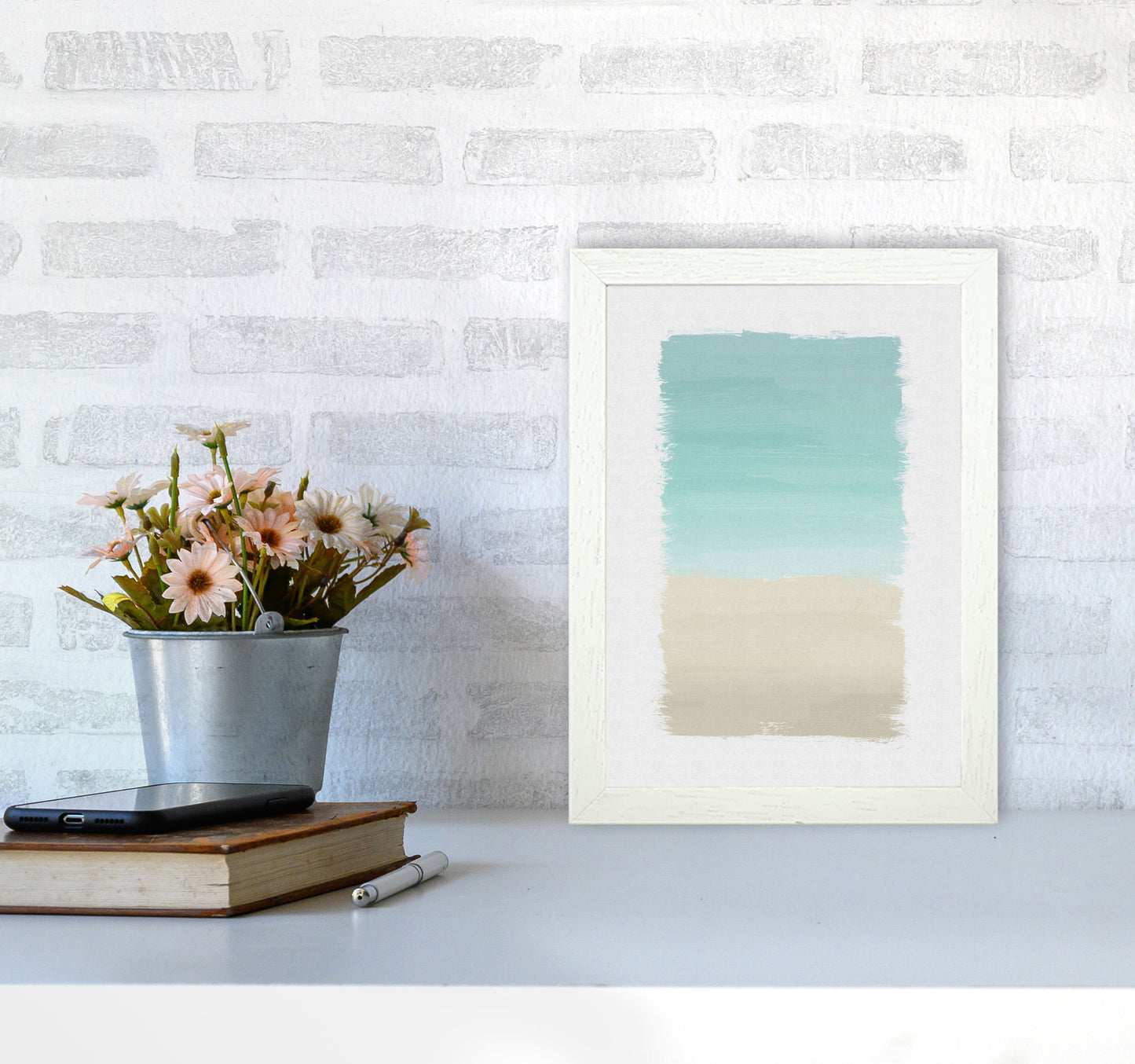 Turquoise Abstract Print By Orara Studio A4 Oak Frame
