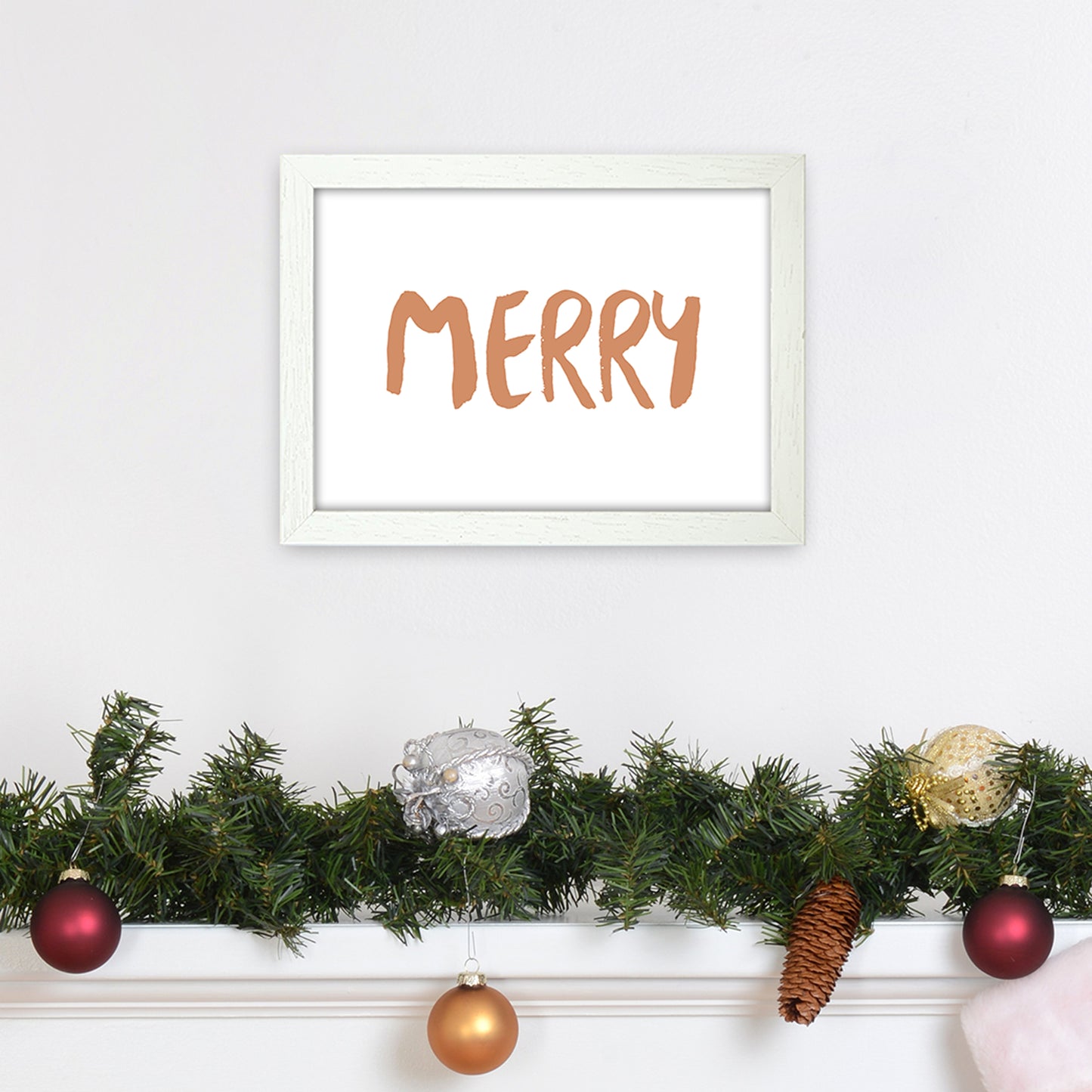 Merry Christmas Art Print by Orara Studio A4 Oak Frame