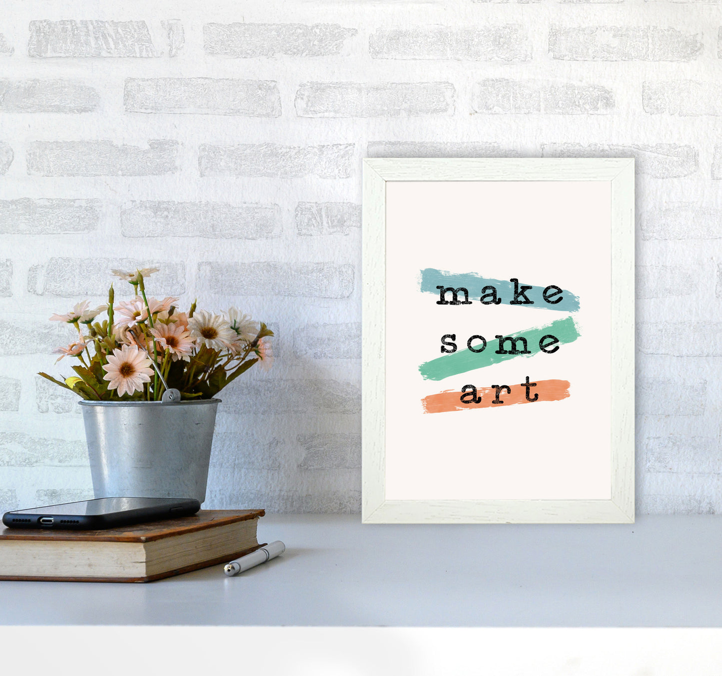 Make Some Art Quote Art Print by Orara Studio A4 Oak Frame