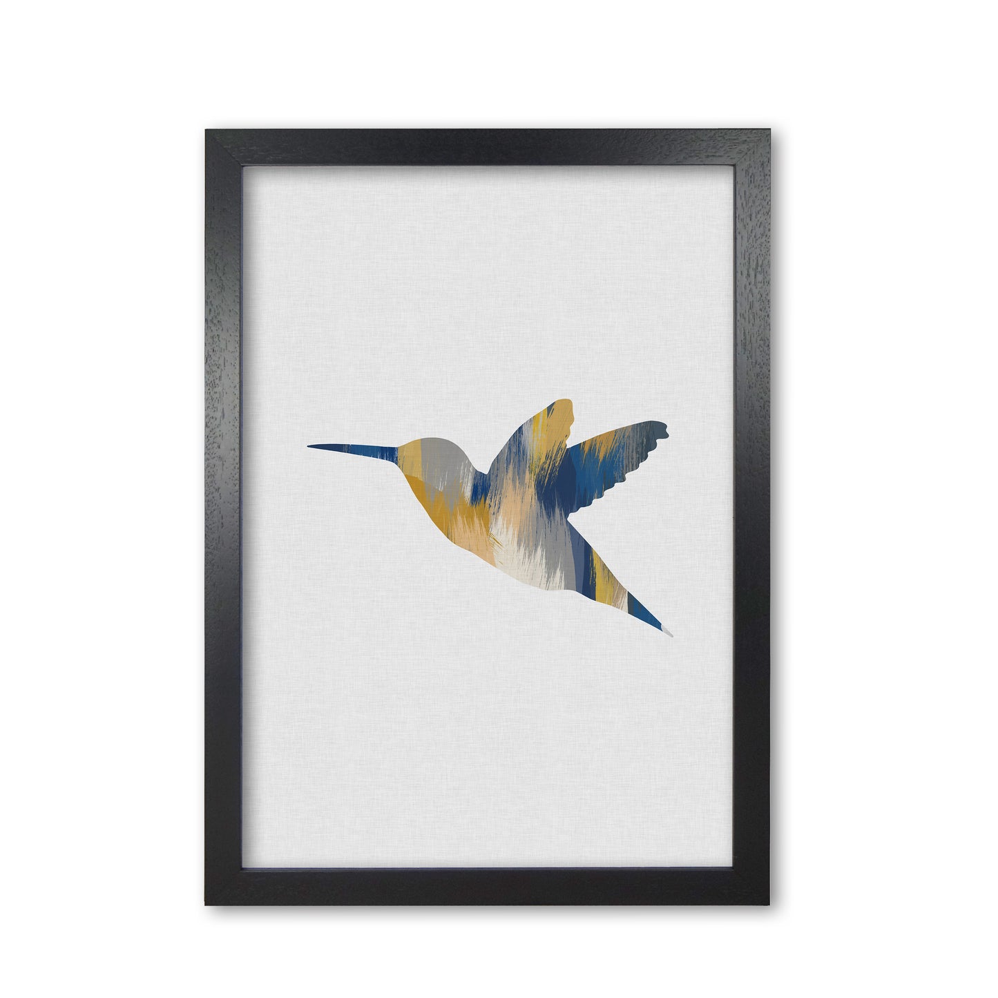 Hummingbird Blue & Yellow I Print By Orara Studio Animal Art Print Black Grain