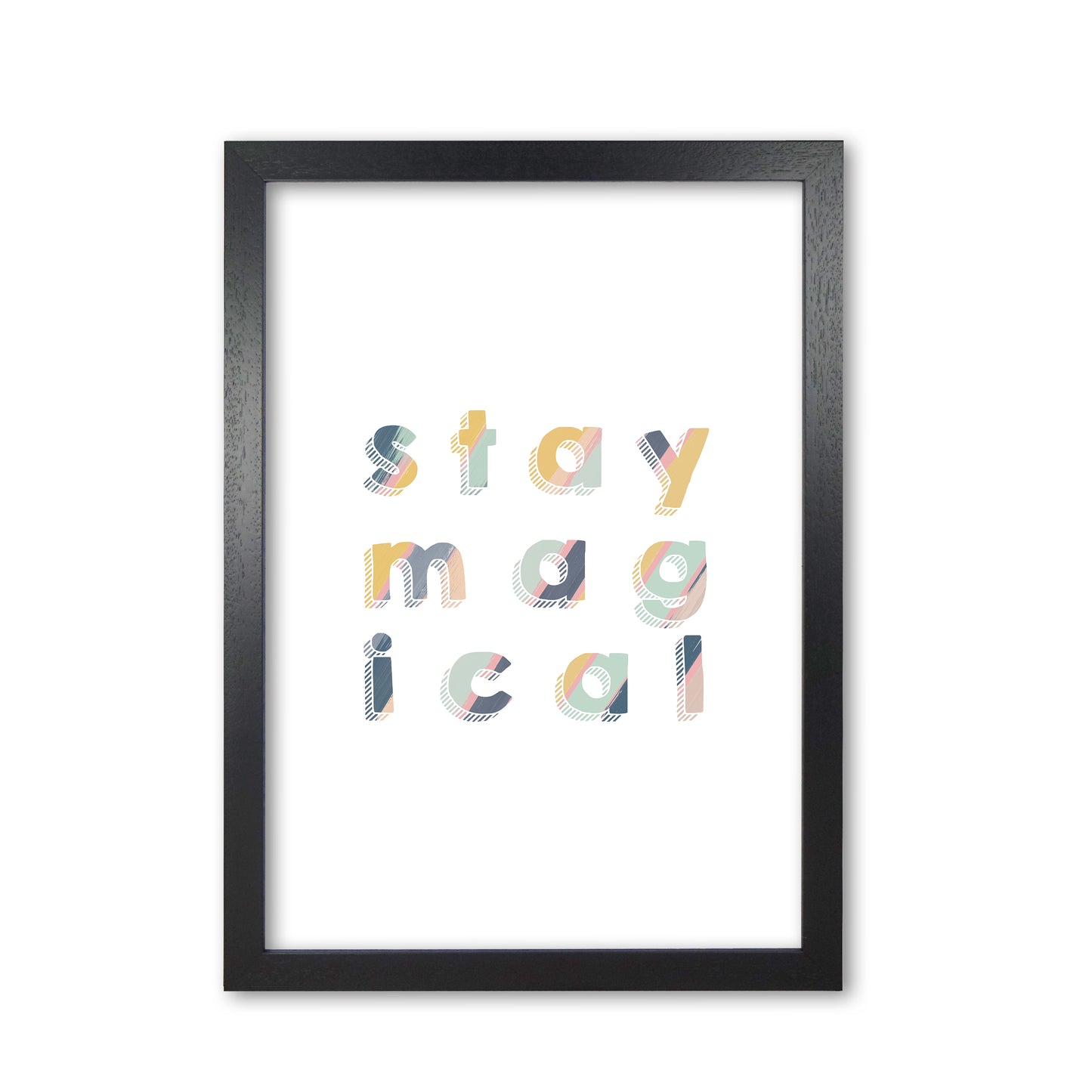 Stay Magical Print By Orara Studio, Framed Childrens Nursey Wall Art Poster Black Grain
