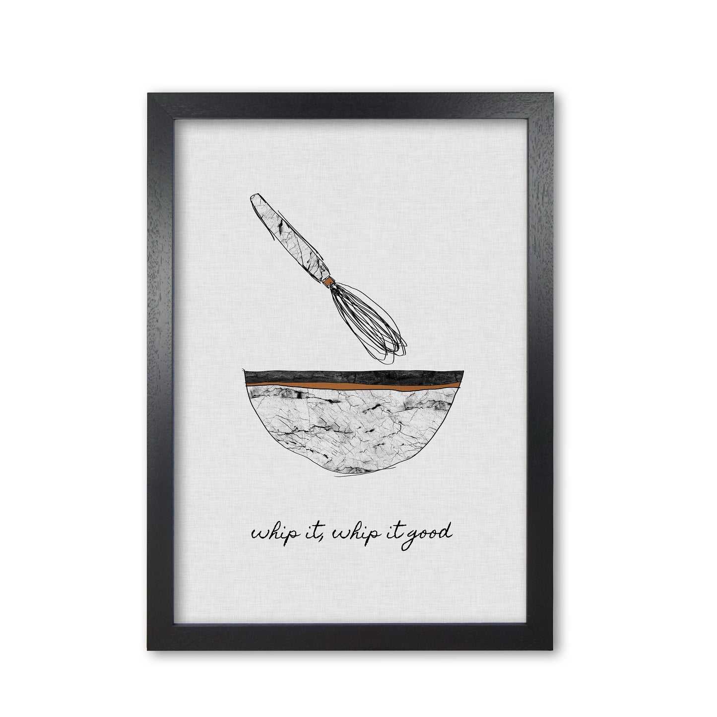 Whip It Good Print By Orara Studio, Framed Kitchen Wall Art Black Grain