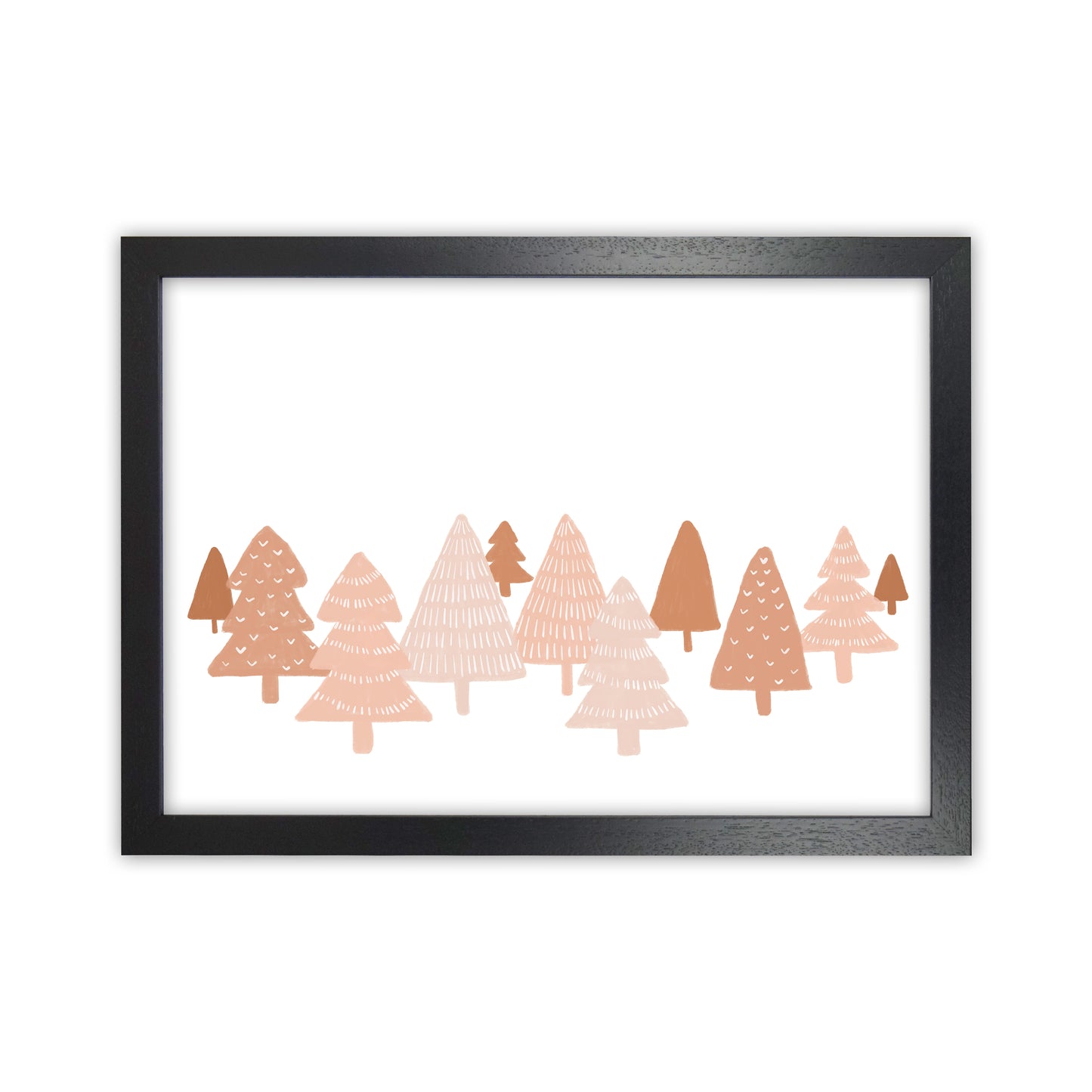 Blush Winter Trees Christmas Art Print by Orara Studio Black Grain
