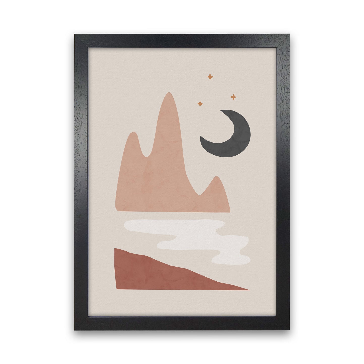Landscape & Moon Art Print by Orara Studio Black Grain