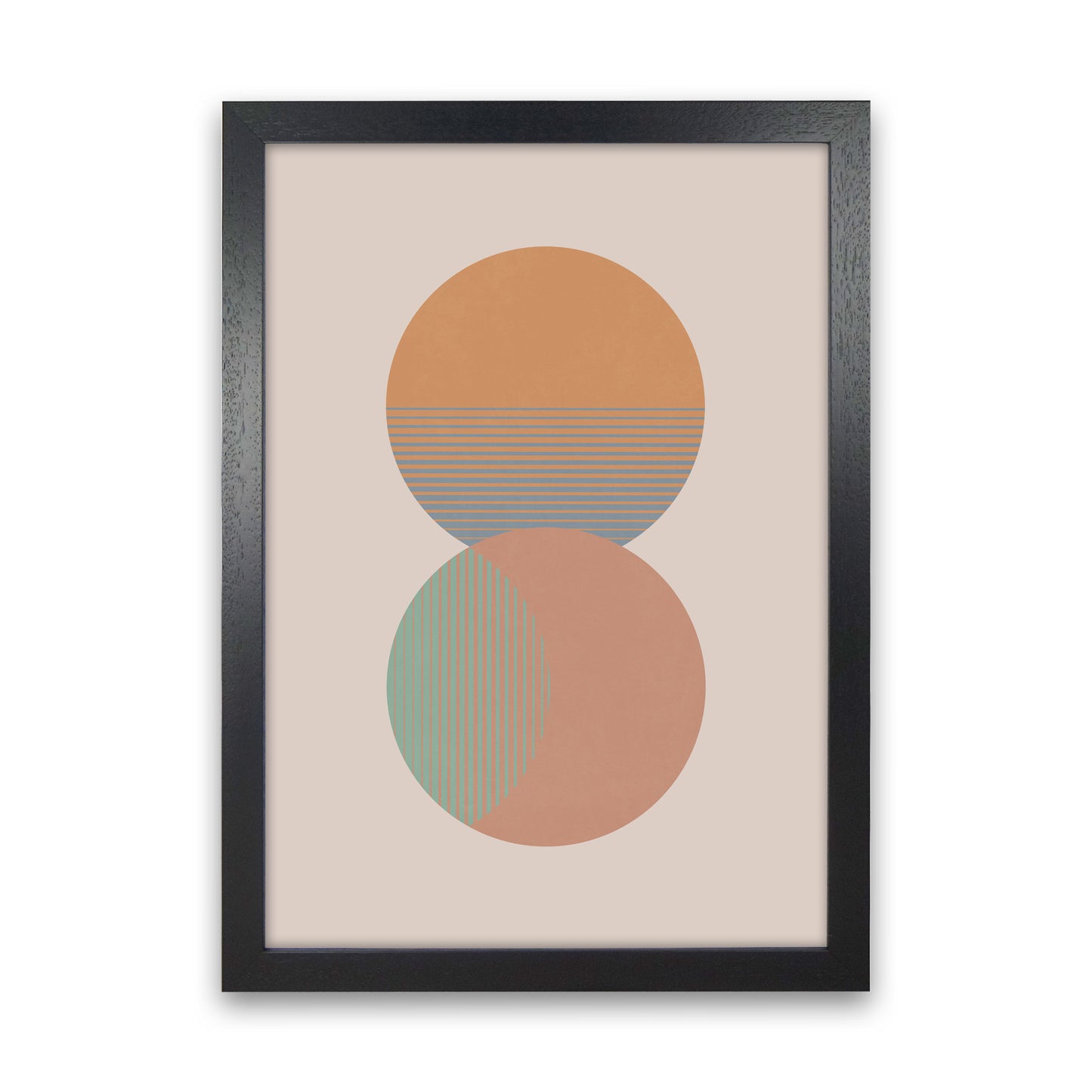 Circle Sun & Moon Colour Art Print by Orara Studio Black Grain