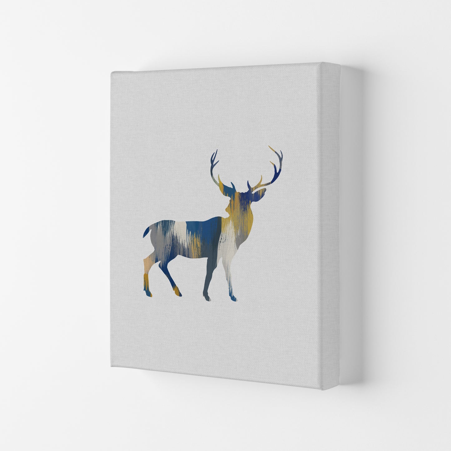 Deer Blue & Yellow Print By Orara Studio Animal Art Print Canvas