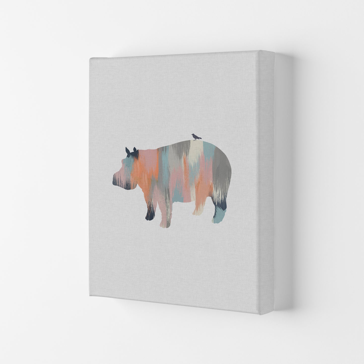 Pastel Hippo Print By Orara Studio Animal Art Print Canvas