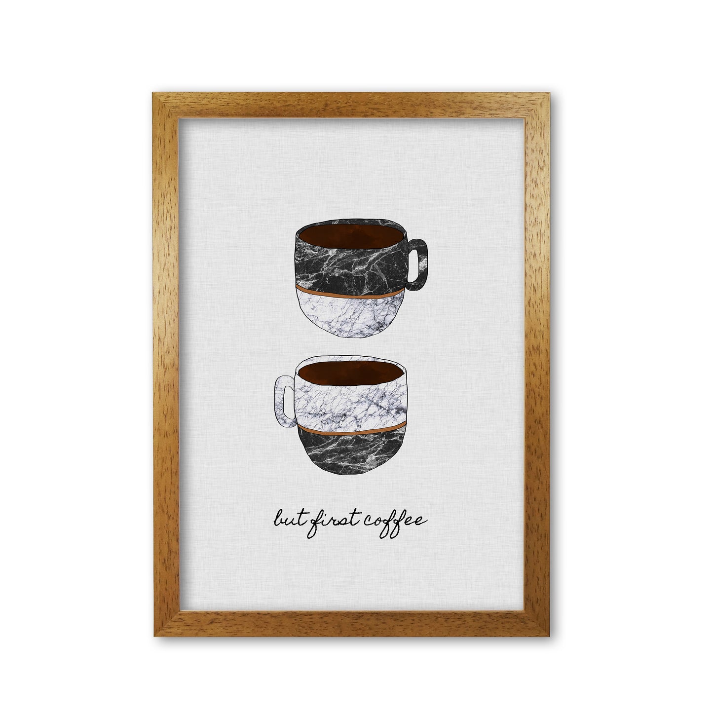 But First Coffee II Print By Orara Studio, Framed Kitchen Wall Art Oak Grain