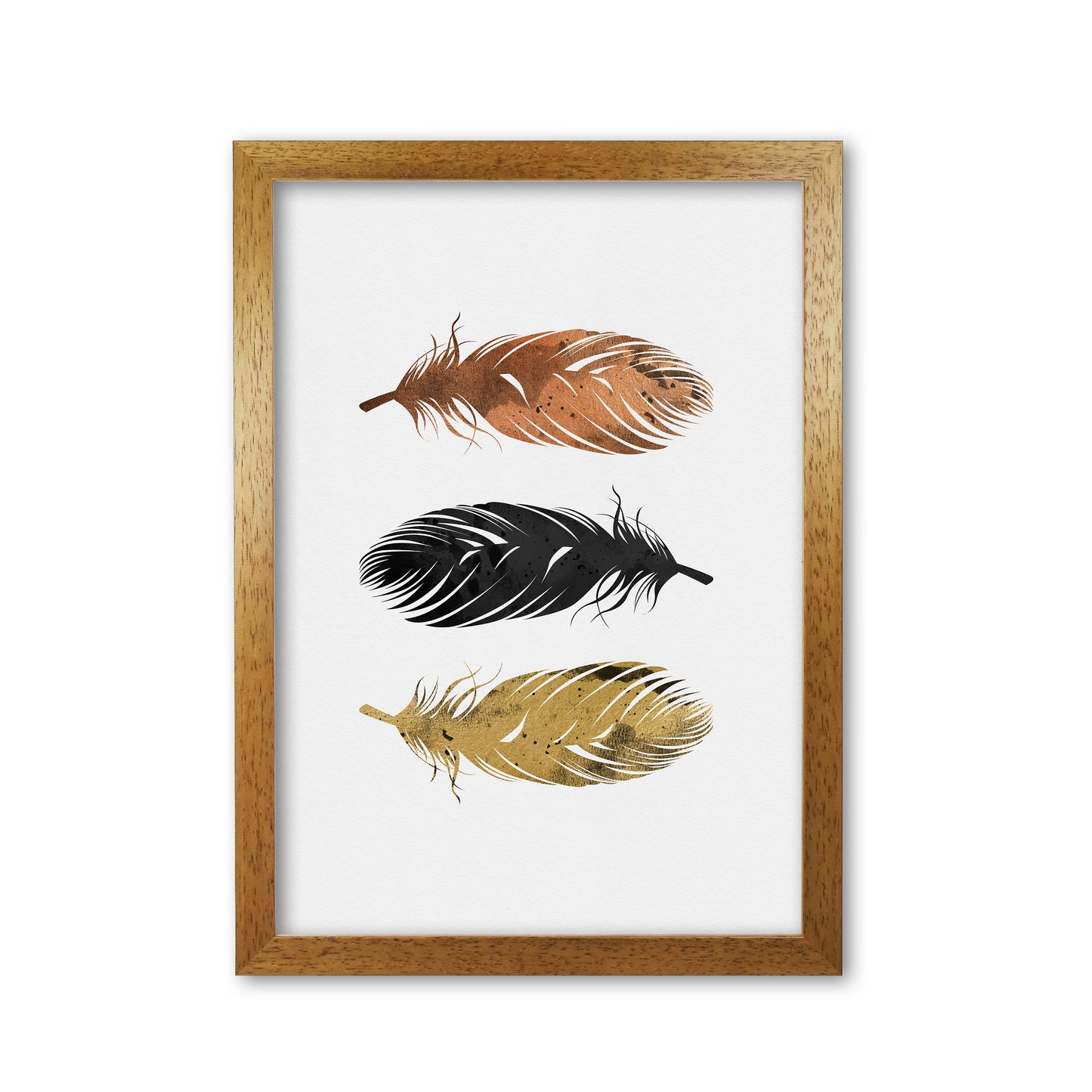 Feathers Print By Orara Studio, Framed Botanical & Nature Art Print Oak Grain