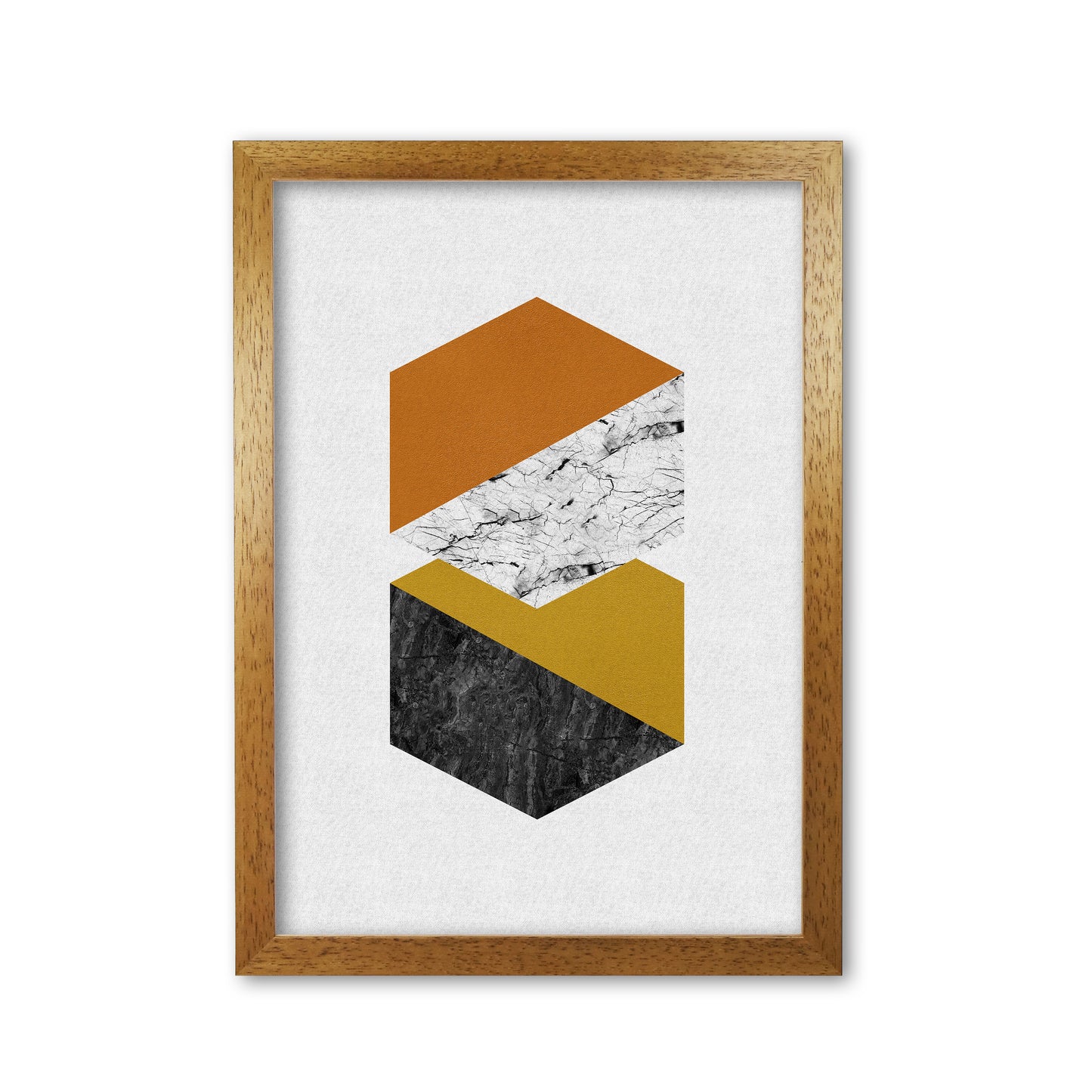 Geometric Hexagons Print By Orara Studio Oak Grain