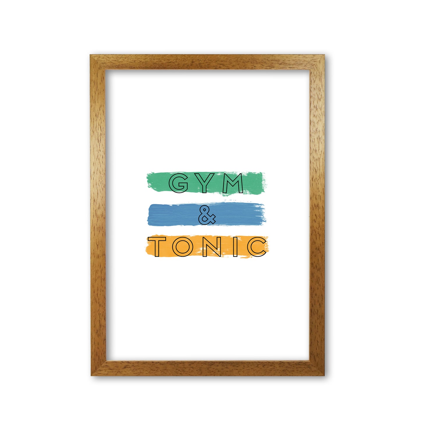 Gym & Tonic Print By Orara Studio, Framed Kitchen Wall Art Oak Grain