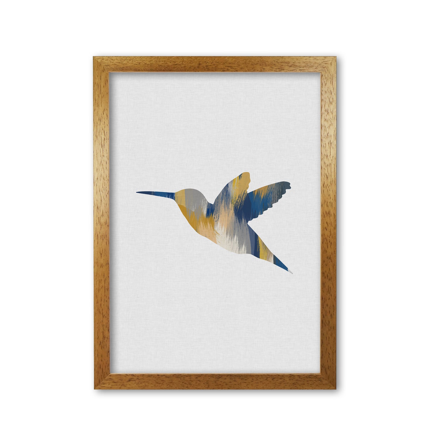 Hummingbird Blue & Yellow I Print By Orara Studio Animal Art Print Oak Grain