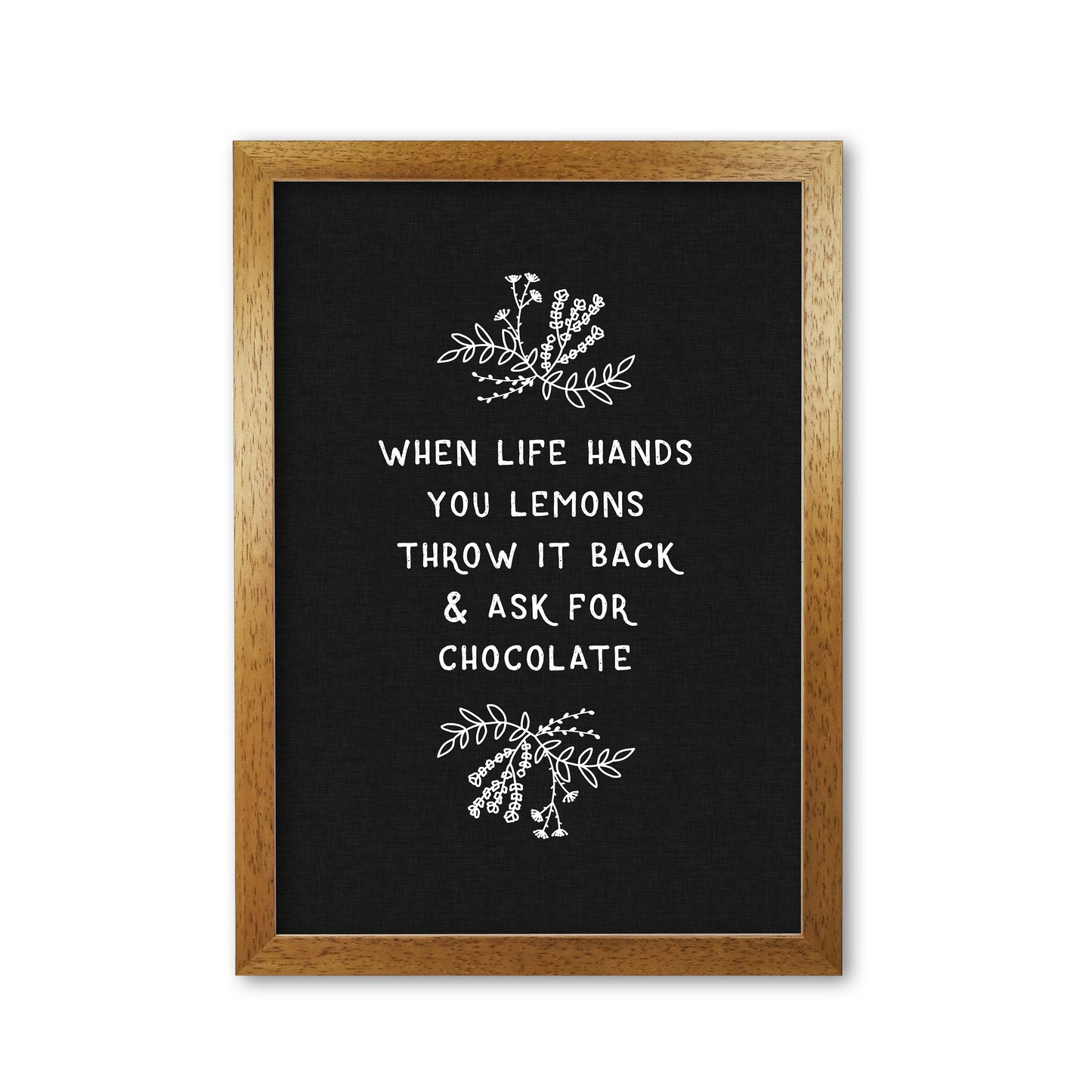 When Life Hands You Lemons Funny Quote Print By Orara Studio, Kitchen Wall Art Oak Grain