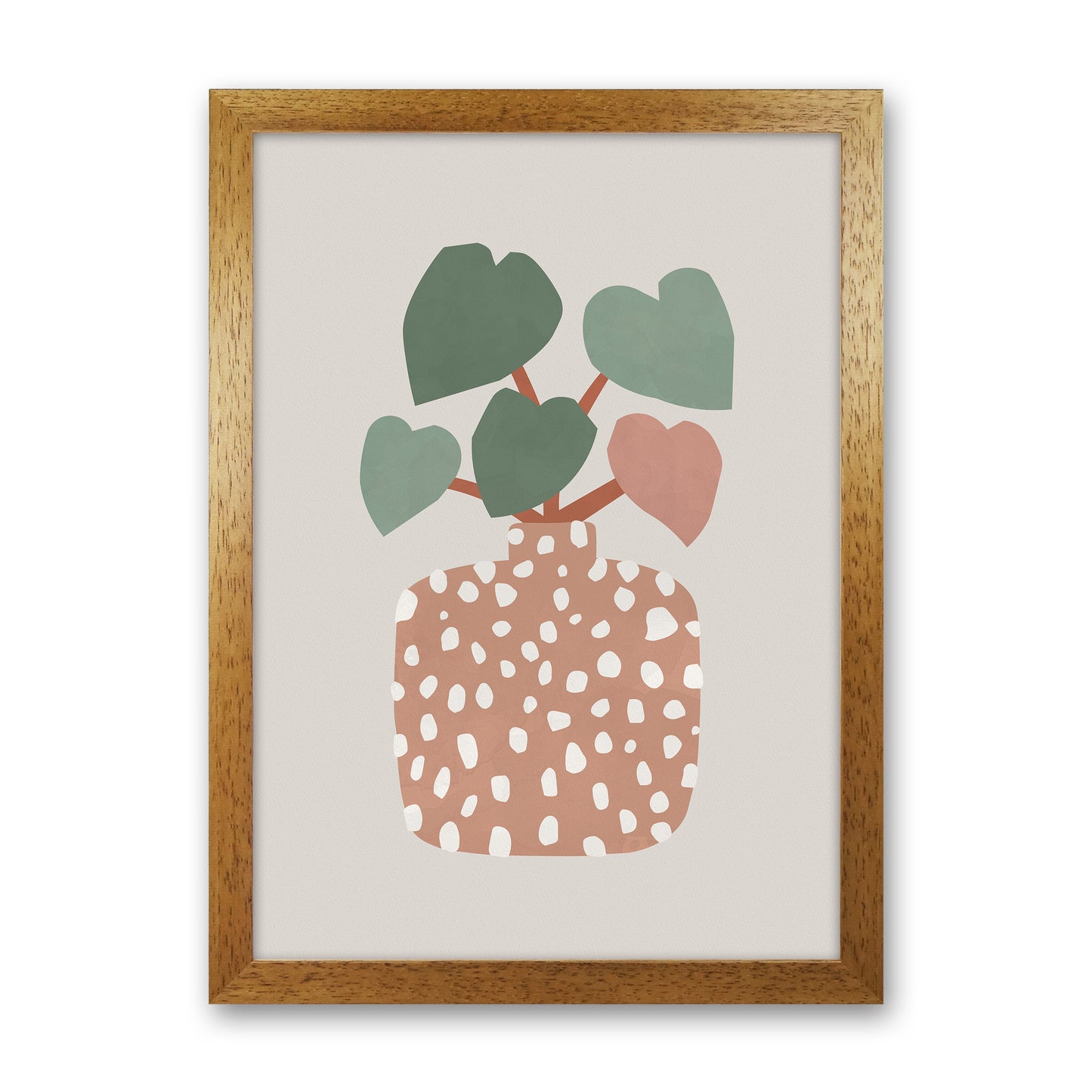 Terrazzo & Heart Plant Art Print by Orara Studios Oak Grain