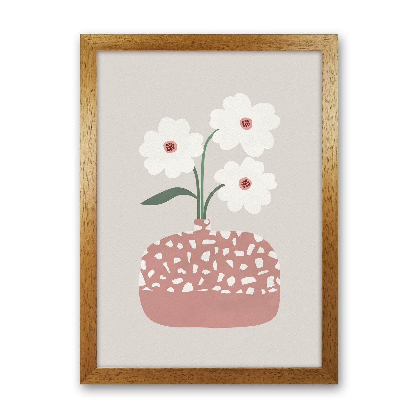 Terrazzo & Flowers Art Print by Orara Studios Oak Grain