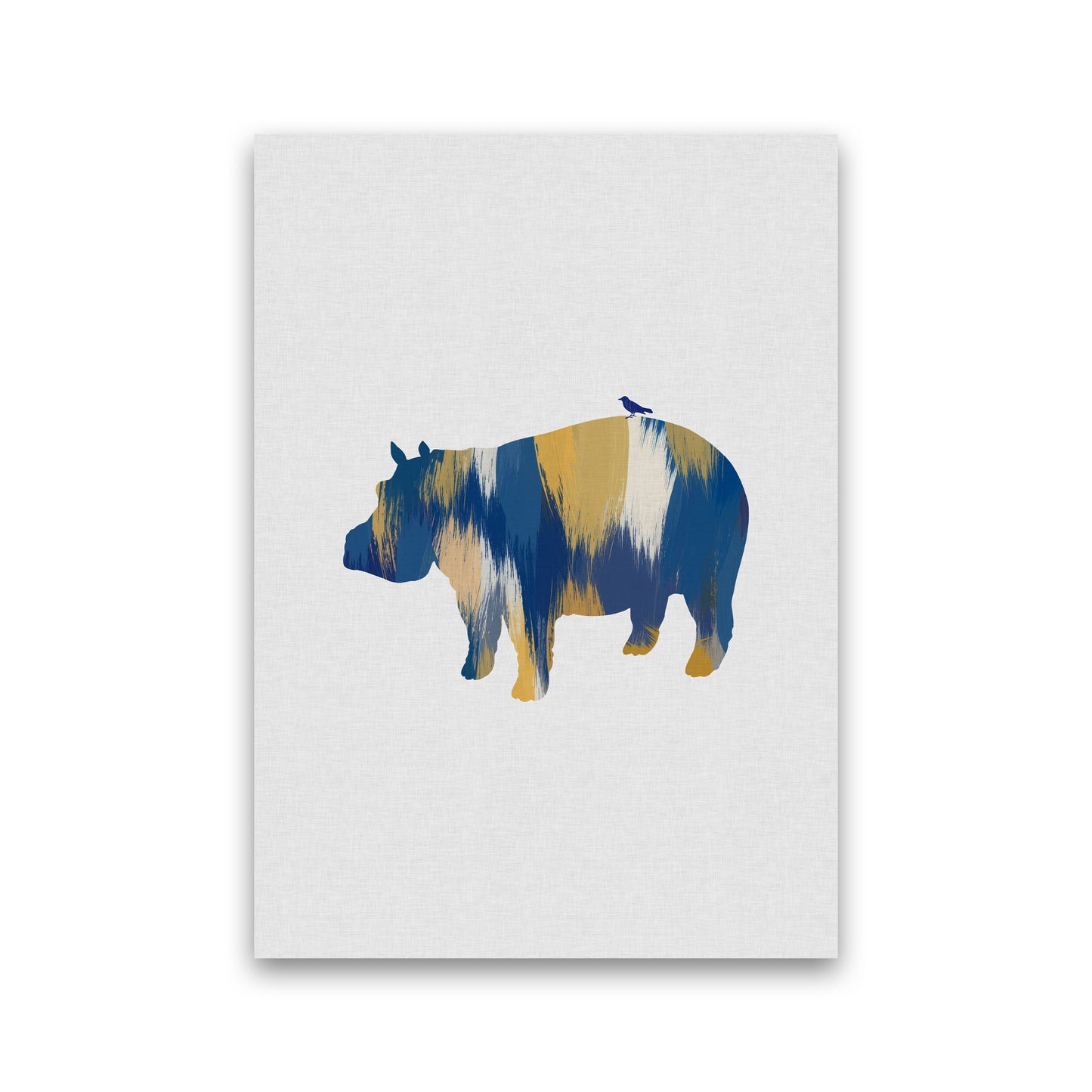 Hippo Blue & Yellow Print By Orara Studio Animal Art Print Print Only