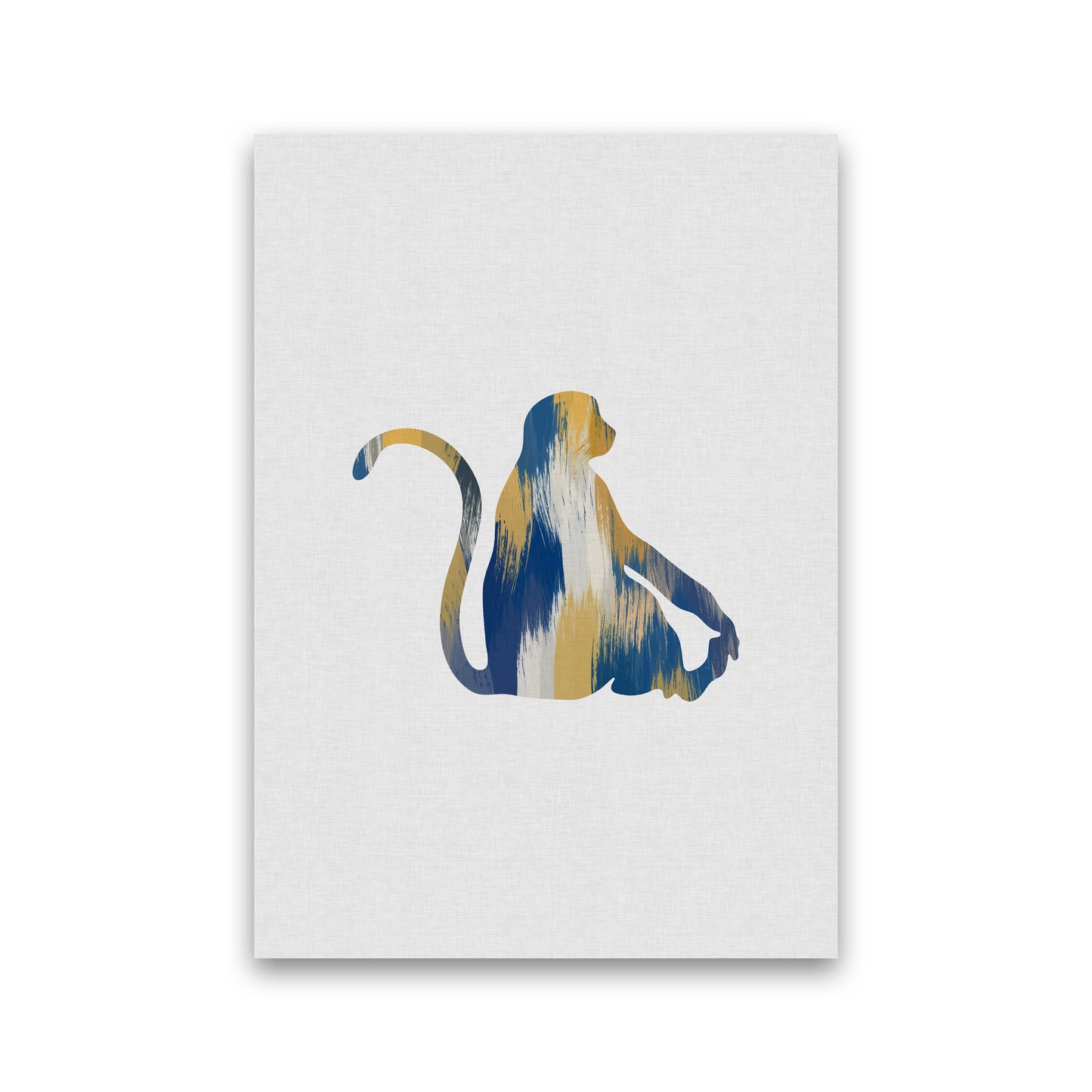 Monkey Blue & Yellow Print By Orara Studio Animal Art Print Print Only
